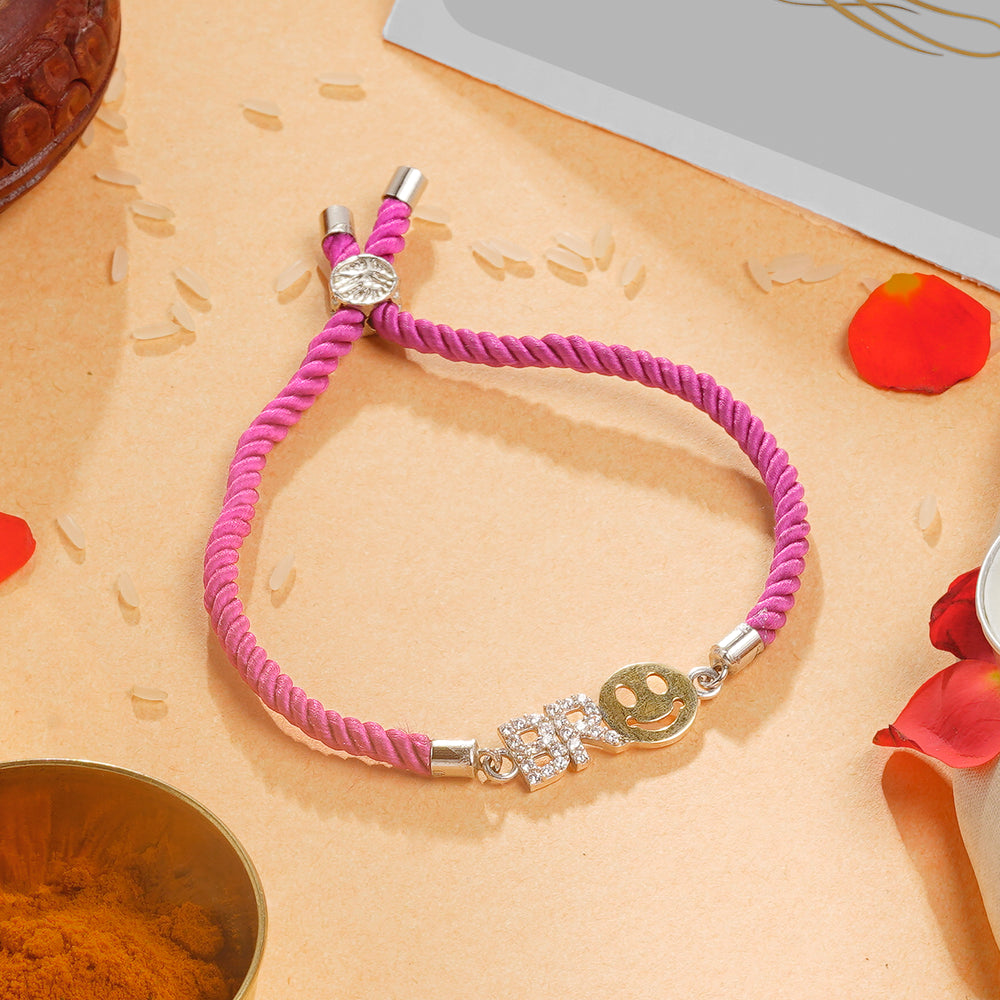 Designer Sterling Silver Rakhi with Smiley Charm