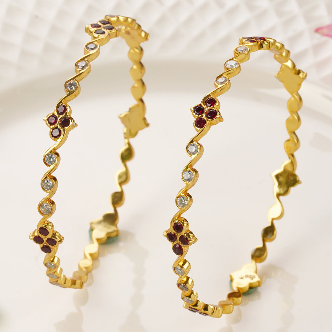 Designer Women’s Bangles with Ruby and Swarovski Crystals