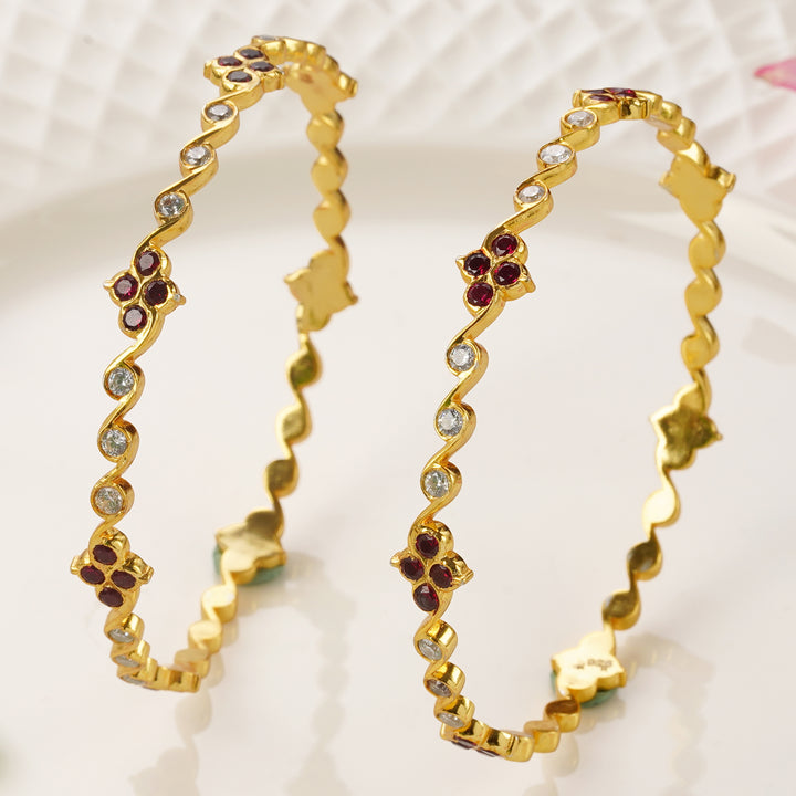 Designer Women’s Bangles with Ruby and Swarovski Crystals