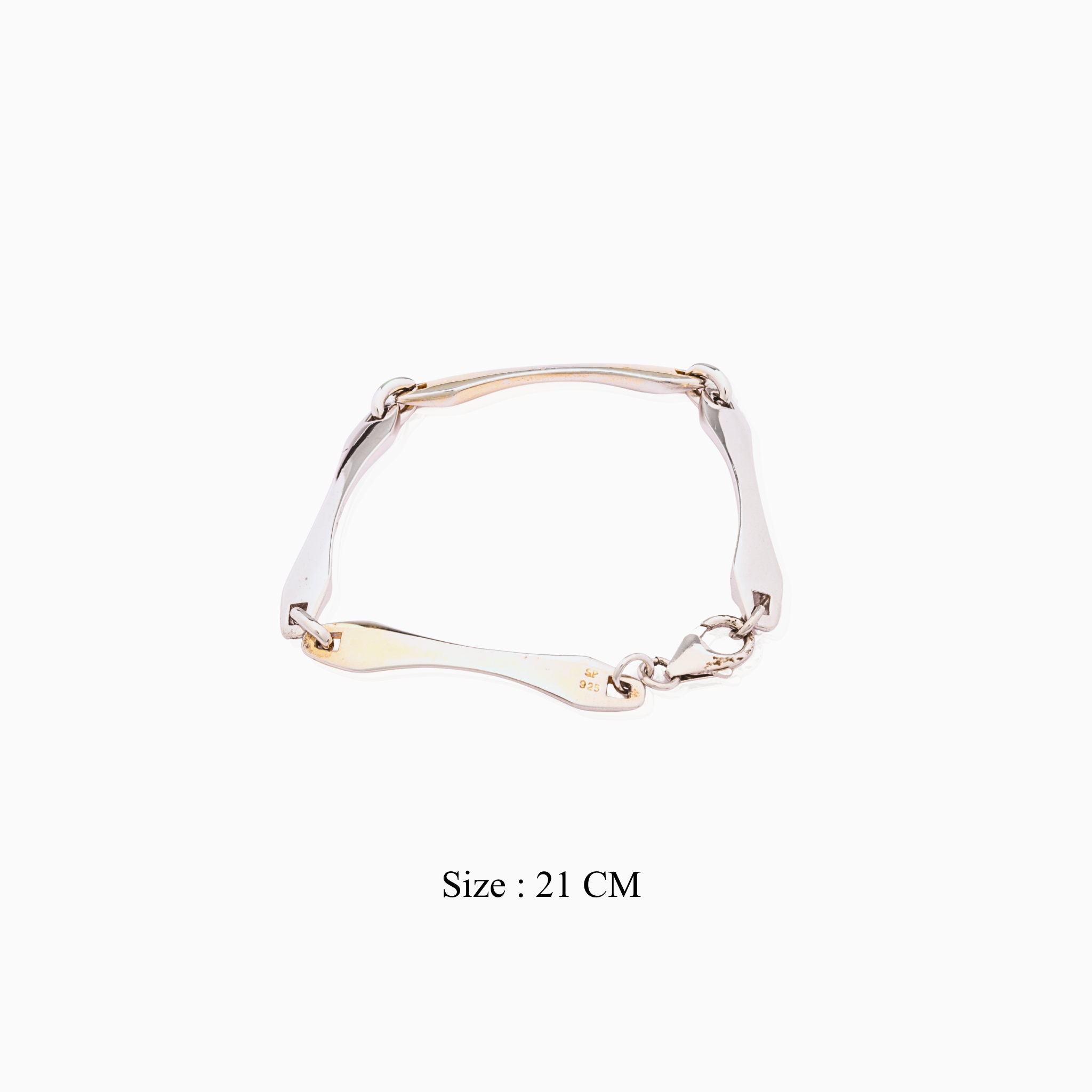 Designer abstract link silver bracelet