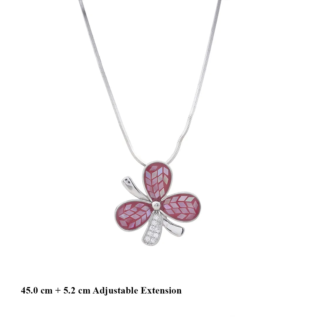 Double Butterfly silver Pendant Chain Set