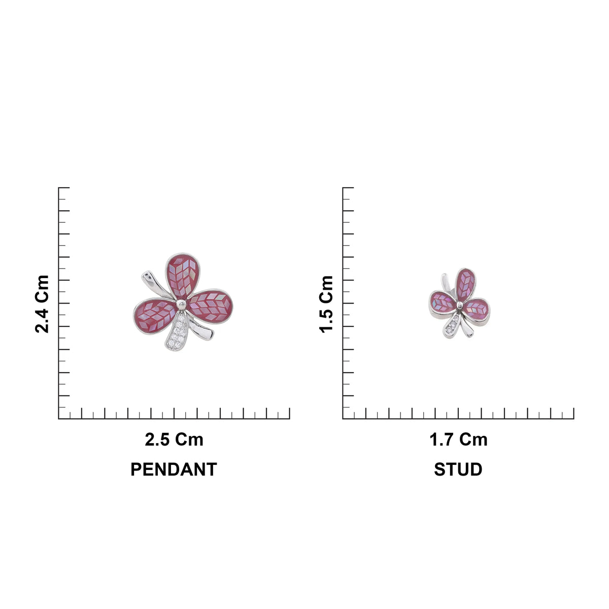 Double Butterfly sterling silver Pendant Chain Set