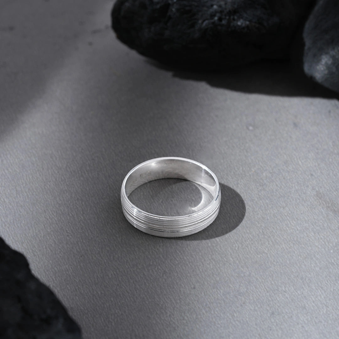 Double Line Silver Ring​ Ishna