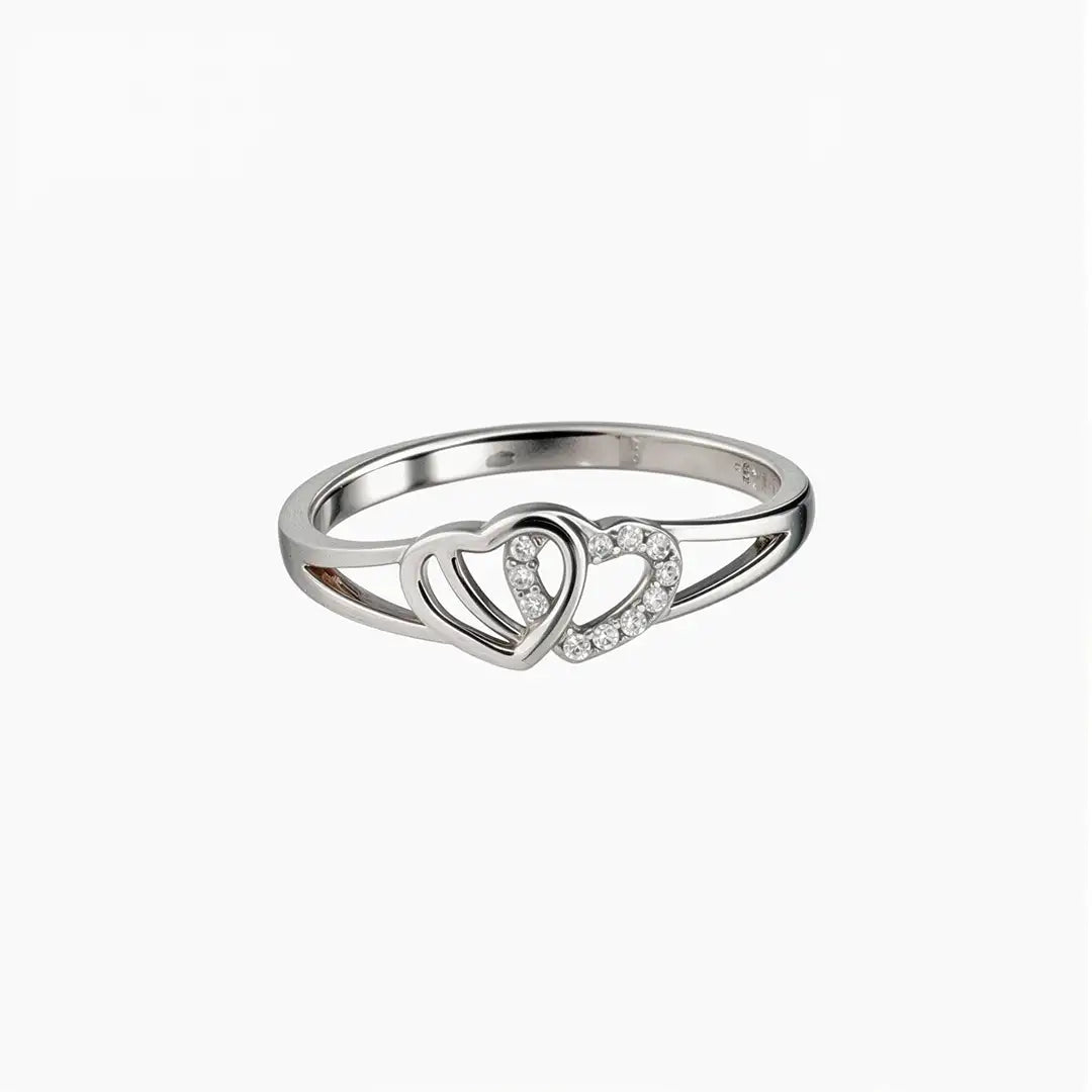 Double heart design ring for women