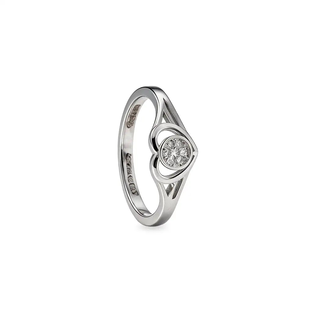 Double heart design stone ring