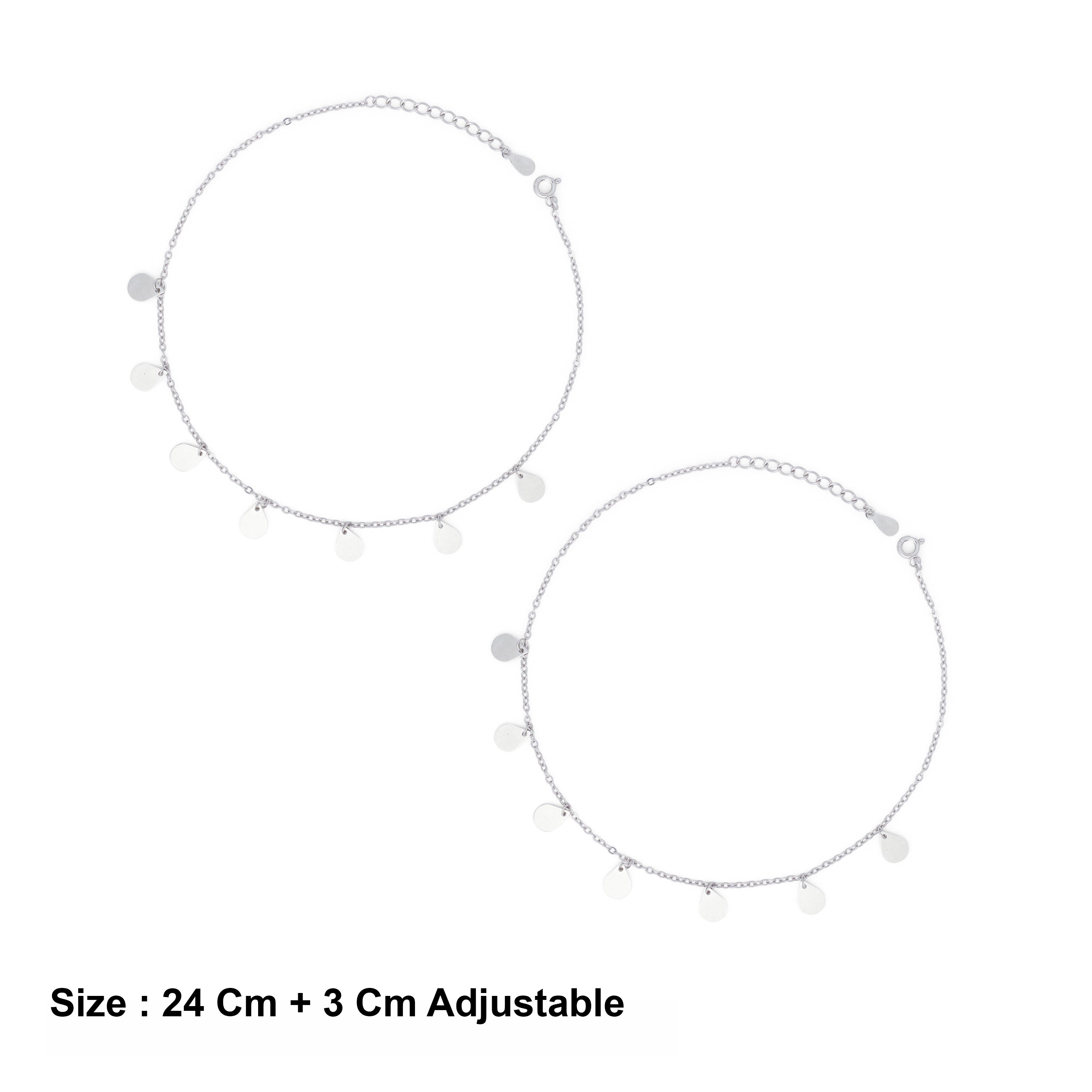 Droplet Charm Anklet in Sterling Silver Ishna