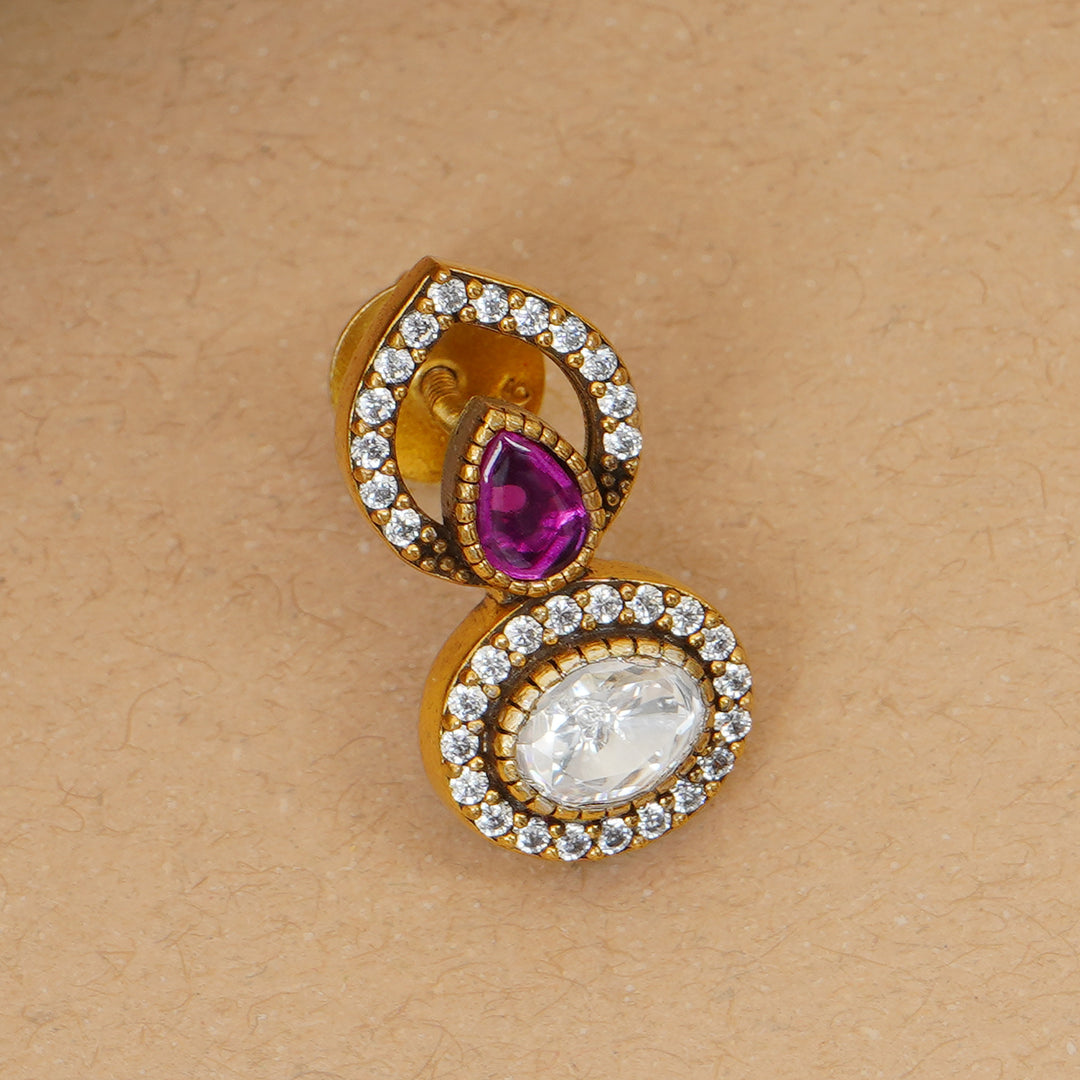 Dual-stone 92.5 silver earrings