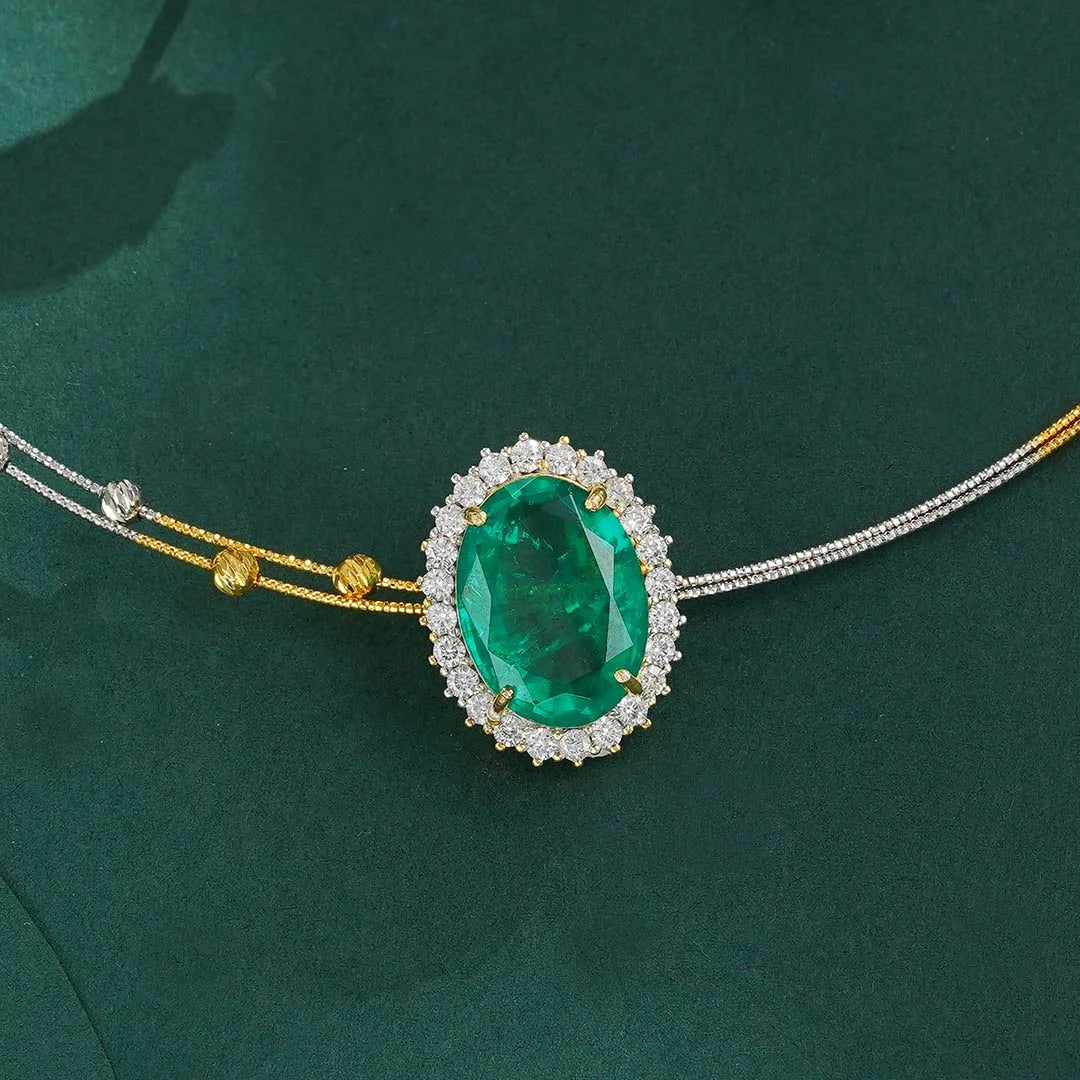 Dual-tone green pendant necklace