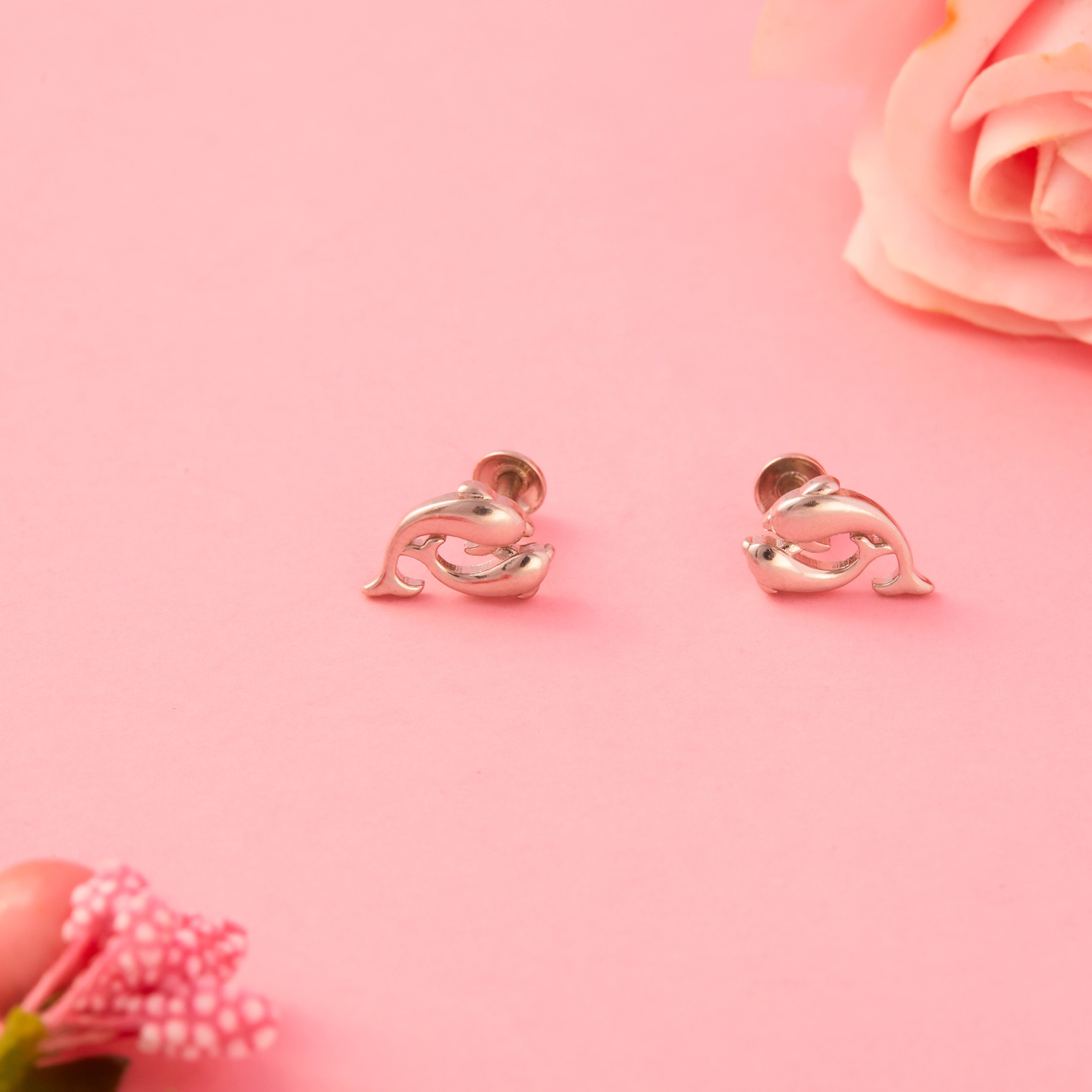 Dual Dolphin Motif Stud Earrings Ishna