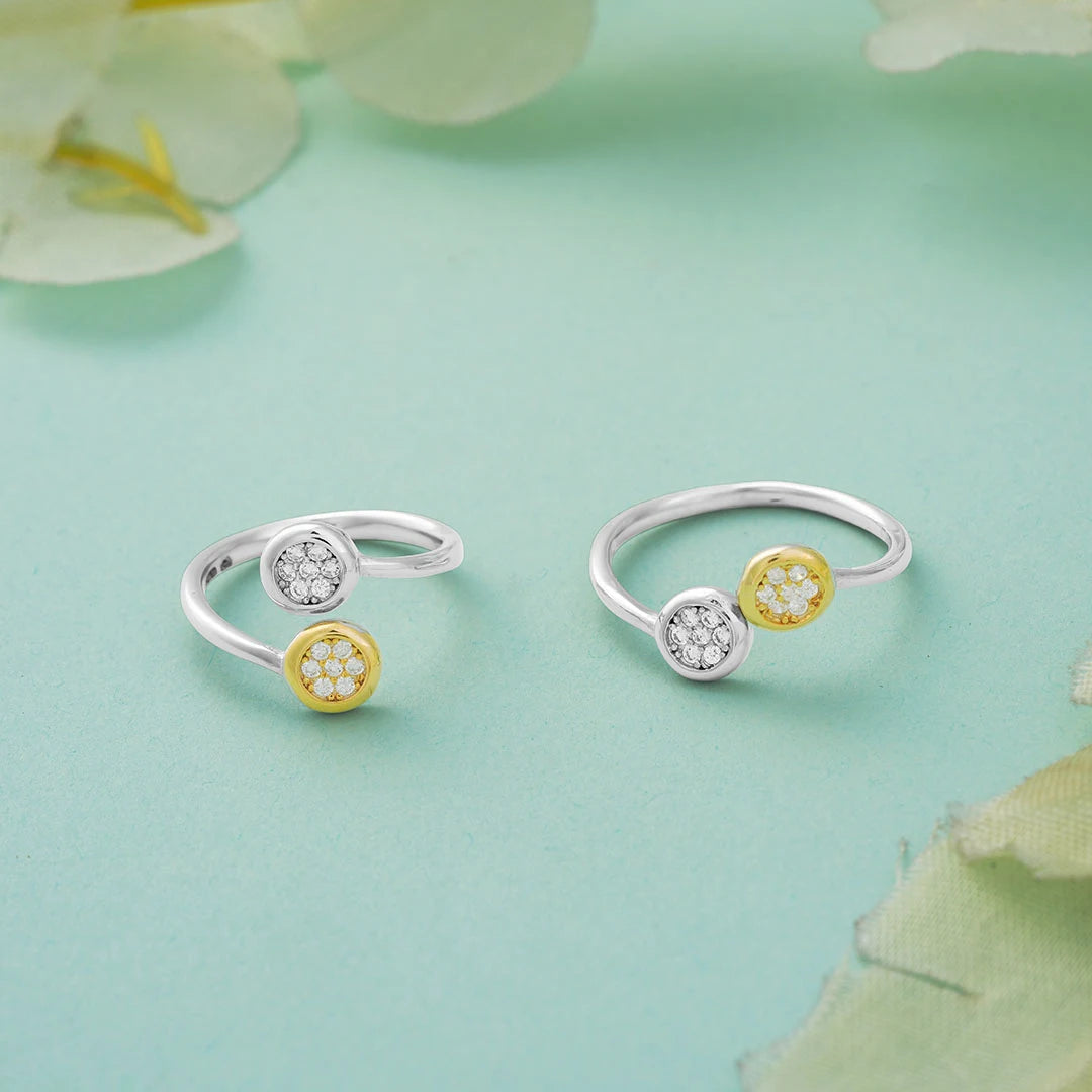 Dual tone floral Silver metti for women