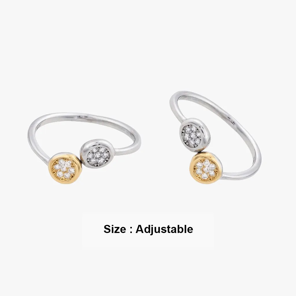 Dual tone floral metti for women in sterling silver 