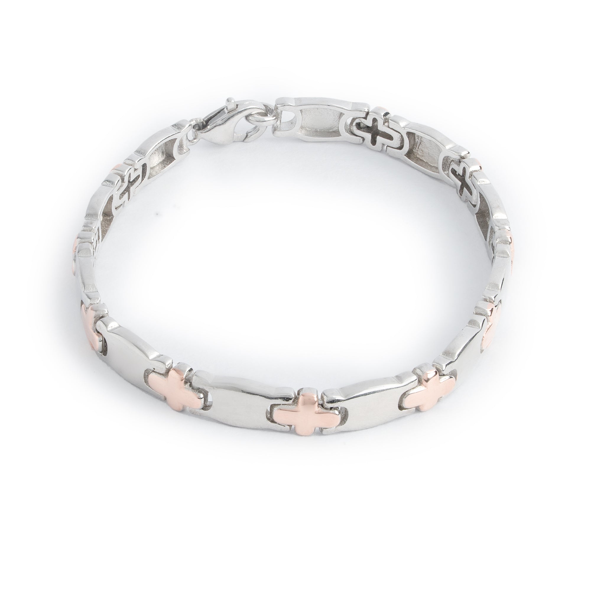 Dual tone link silver bracelet Ishna