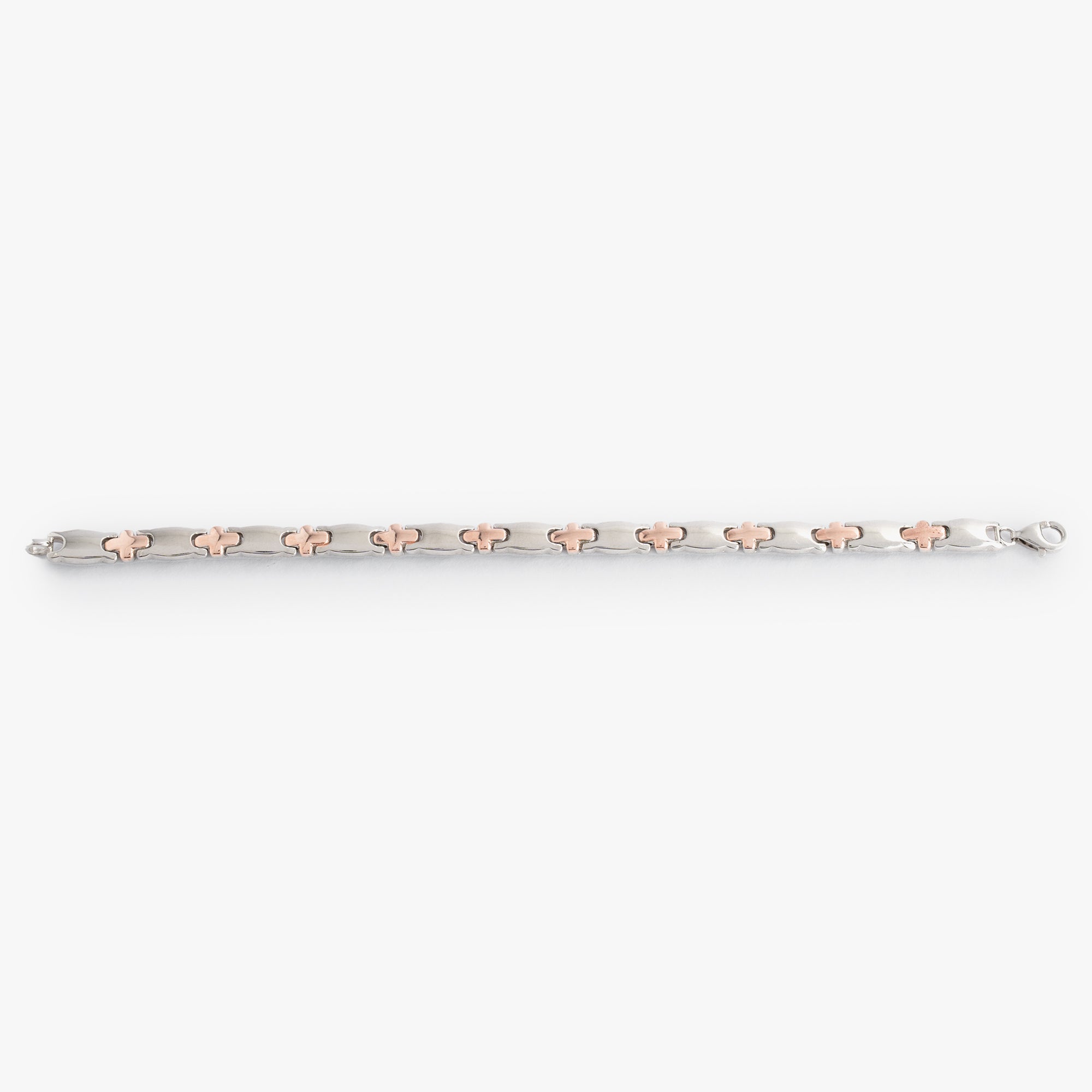 Dual tone sterling silver link chain bracelet Ishna