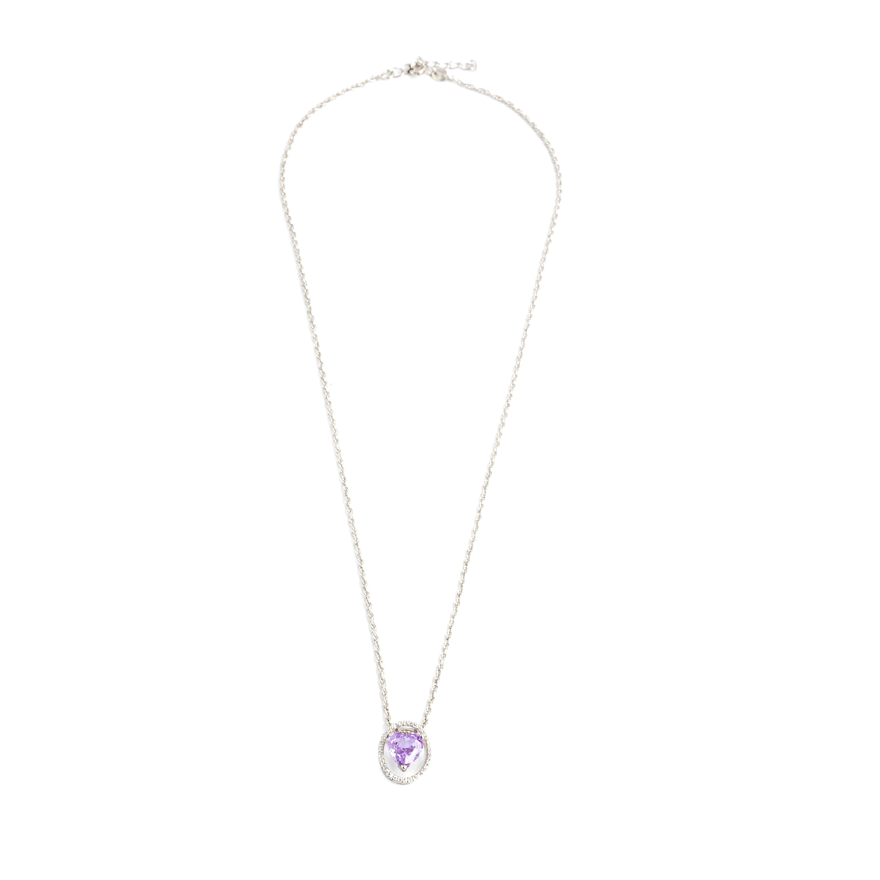 Amethyst Heart Pendant Chain
