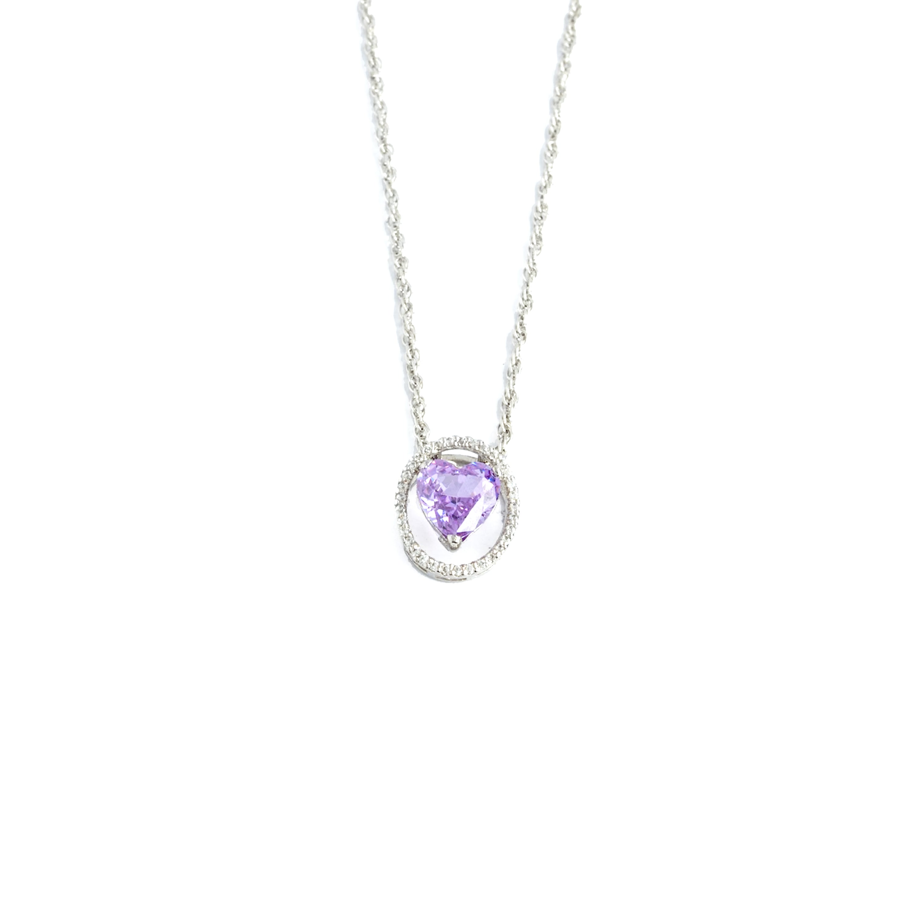 Amethyst Heart Pendant Chain