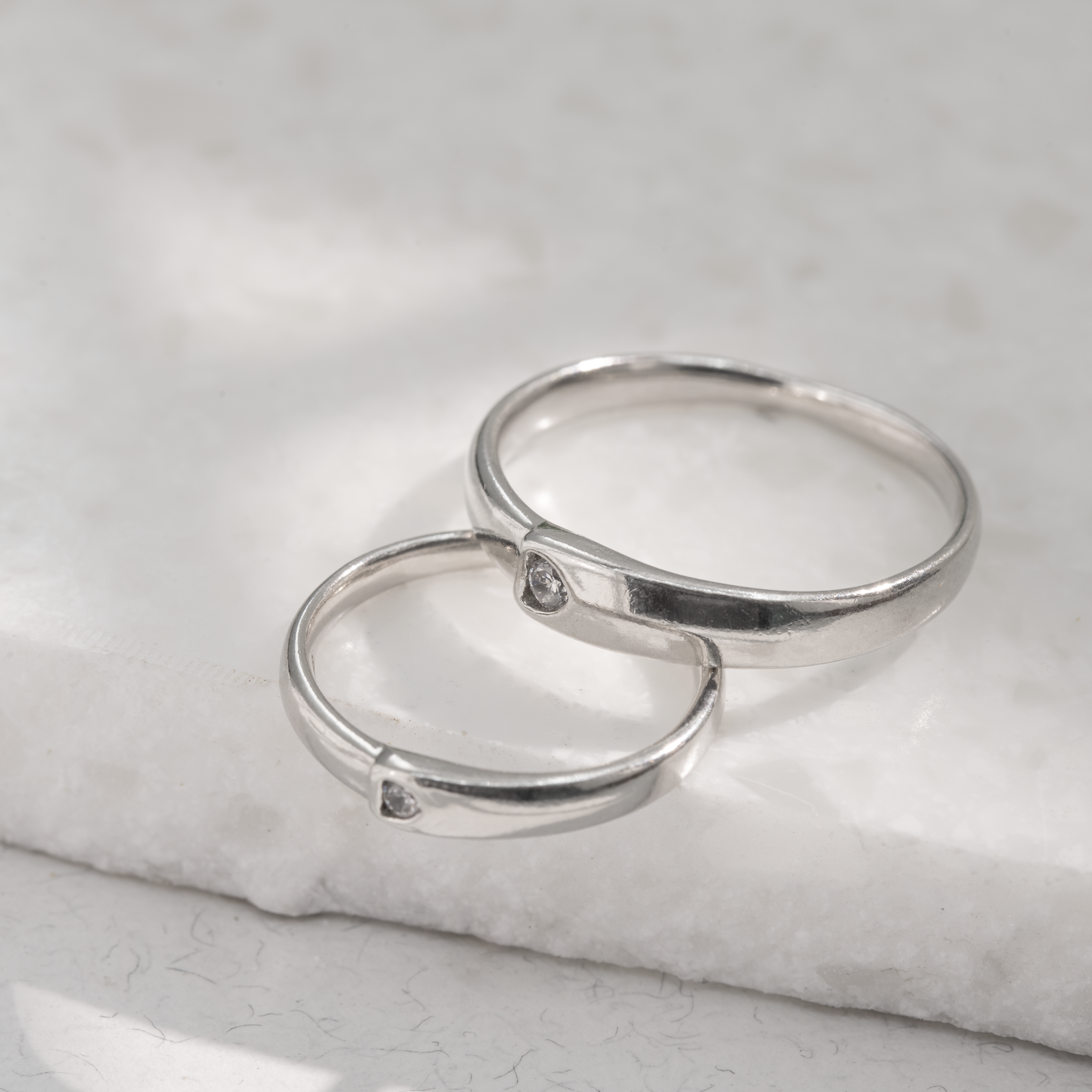 Elegant 925 silver matching rings
