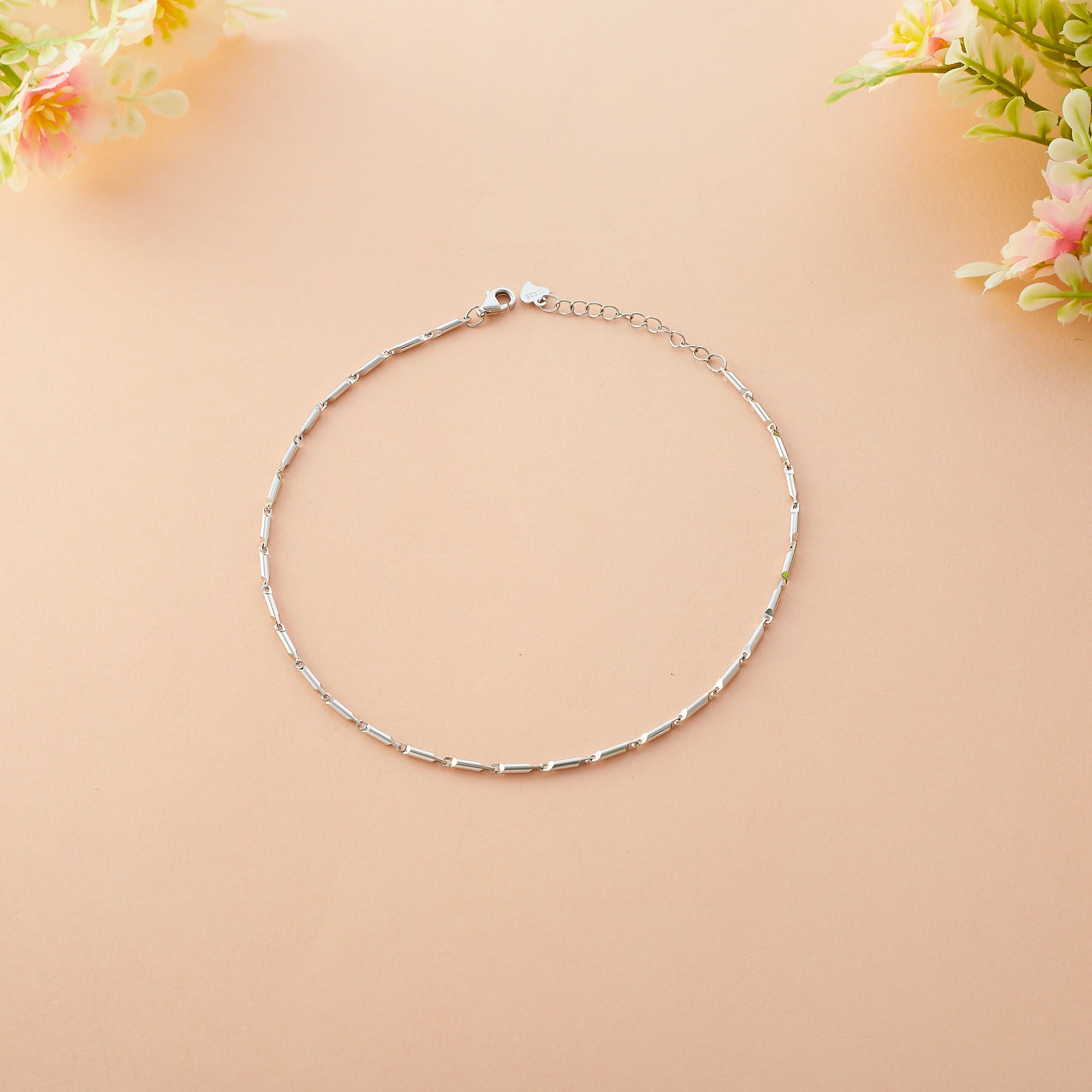 Elegant Silver Bar designed Anklet Ishna