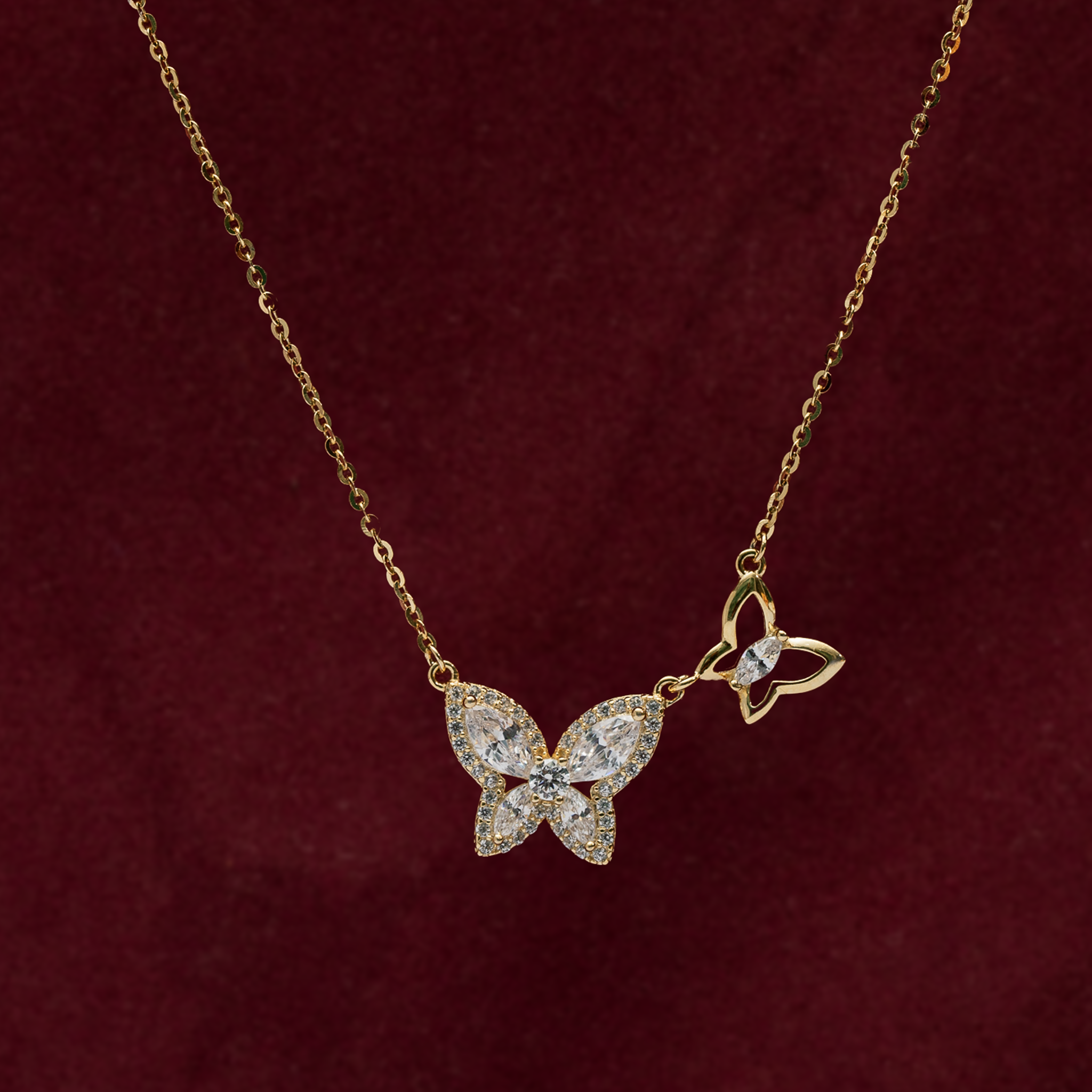 Elegant butterfly design gold necklace for women