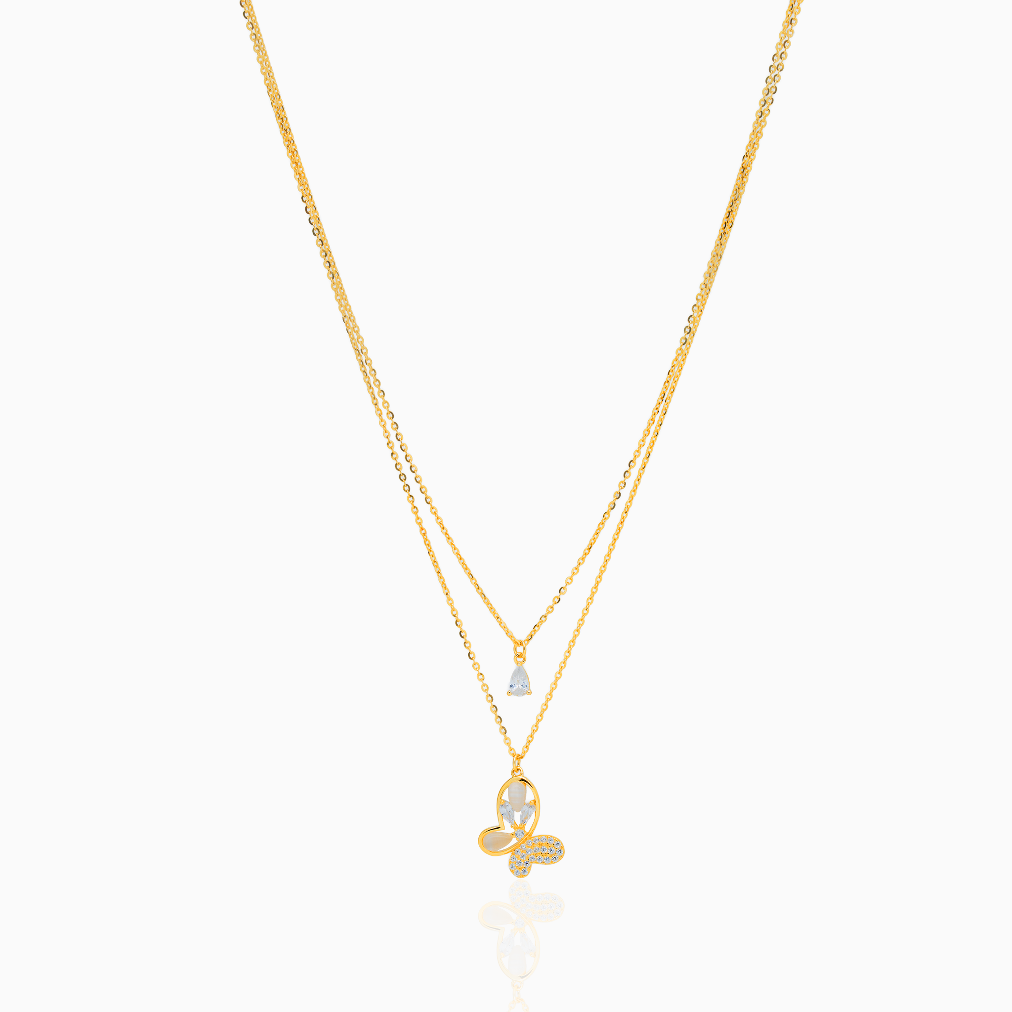 Elegant butterfly pendant gold chain design
