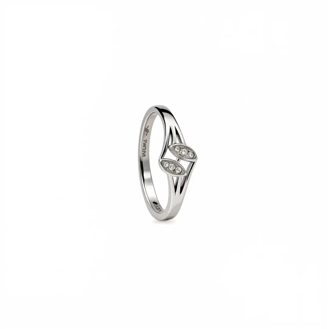 Elegant crystal leaf ring for women