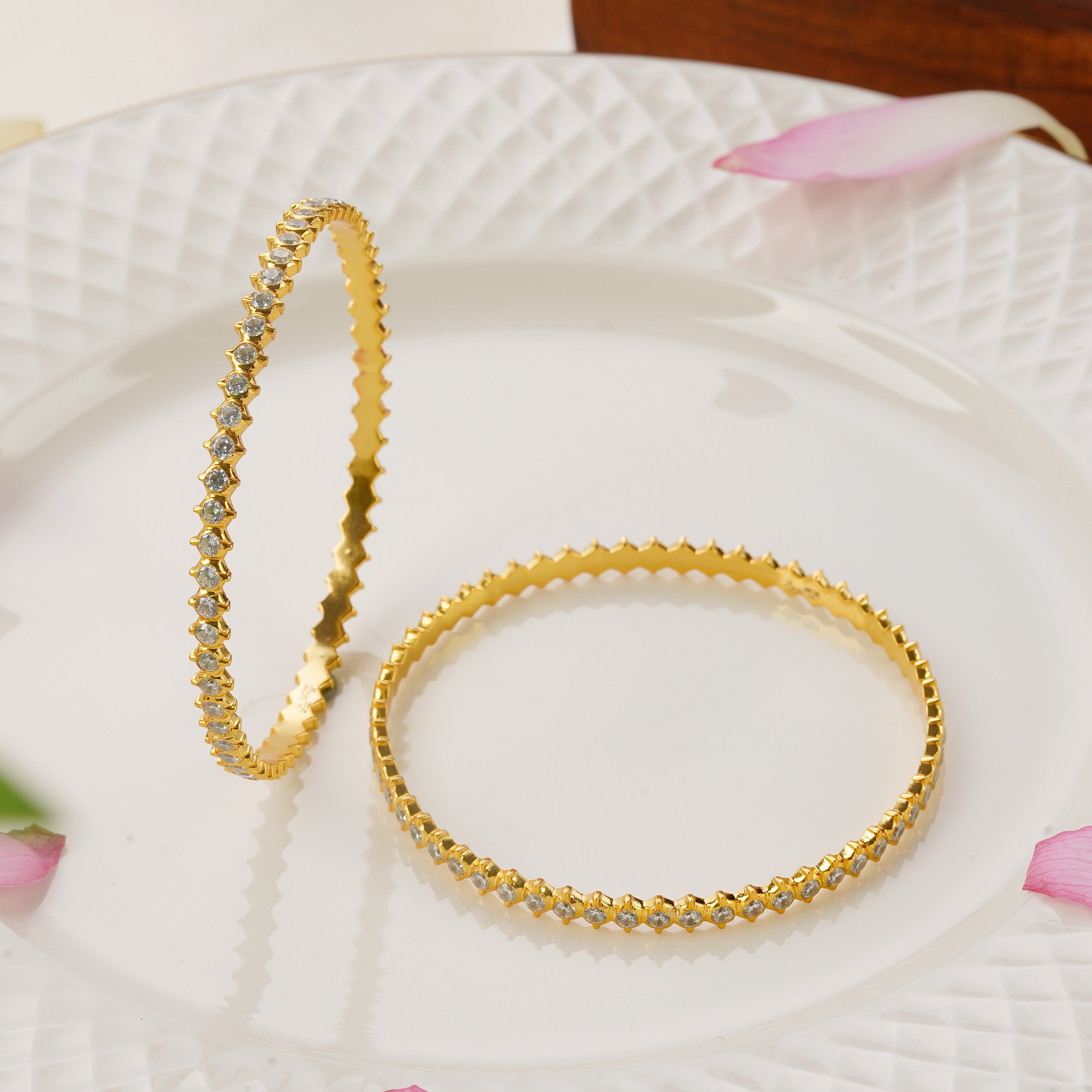 Elegant daily wear Swarovski bangles gold finish