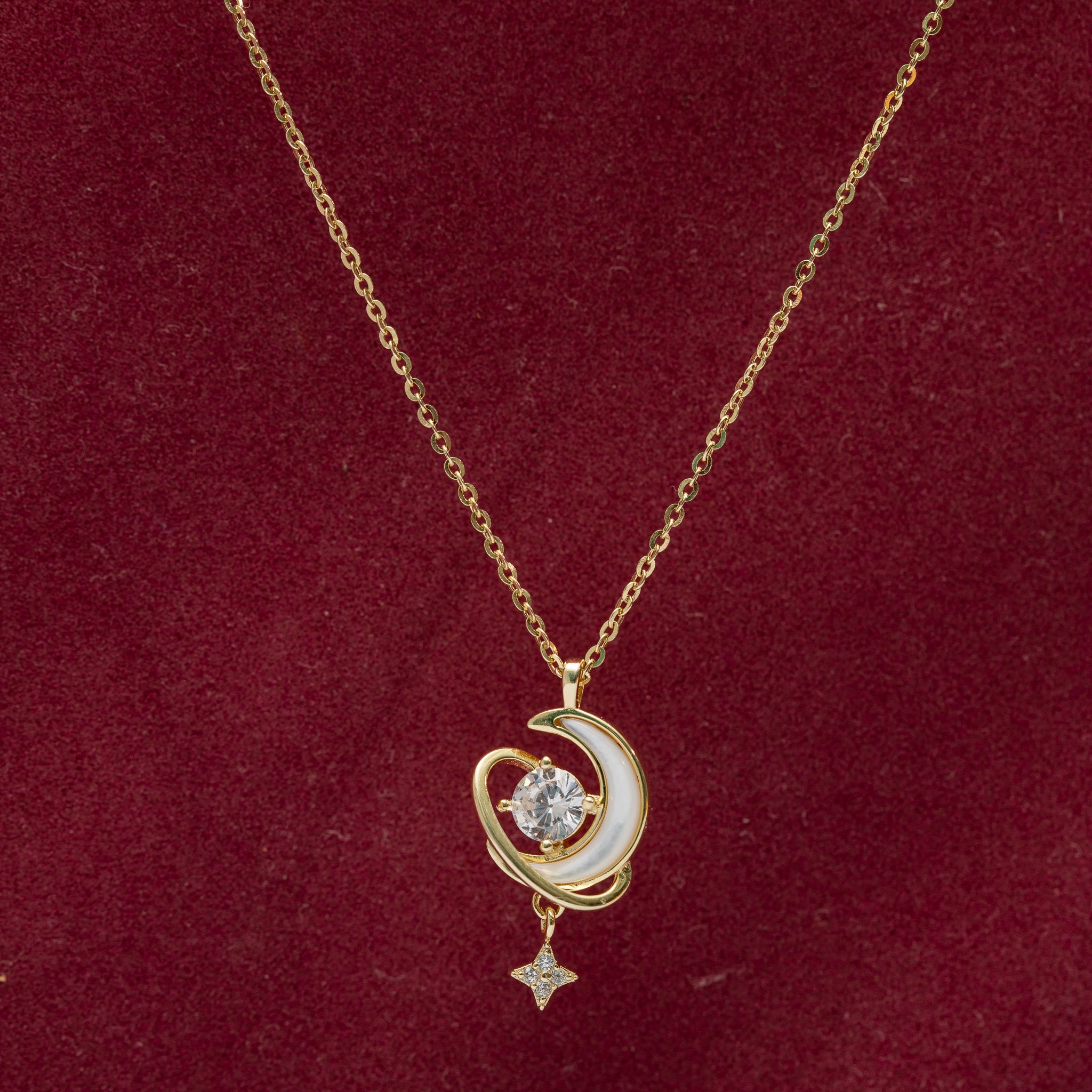 Elegant gold-plated celestial swirl pendant necklace