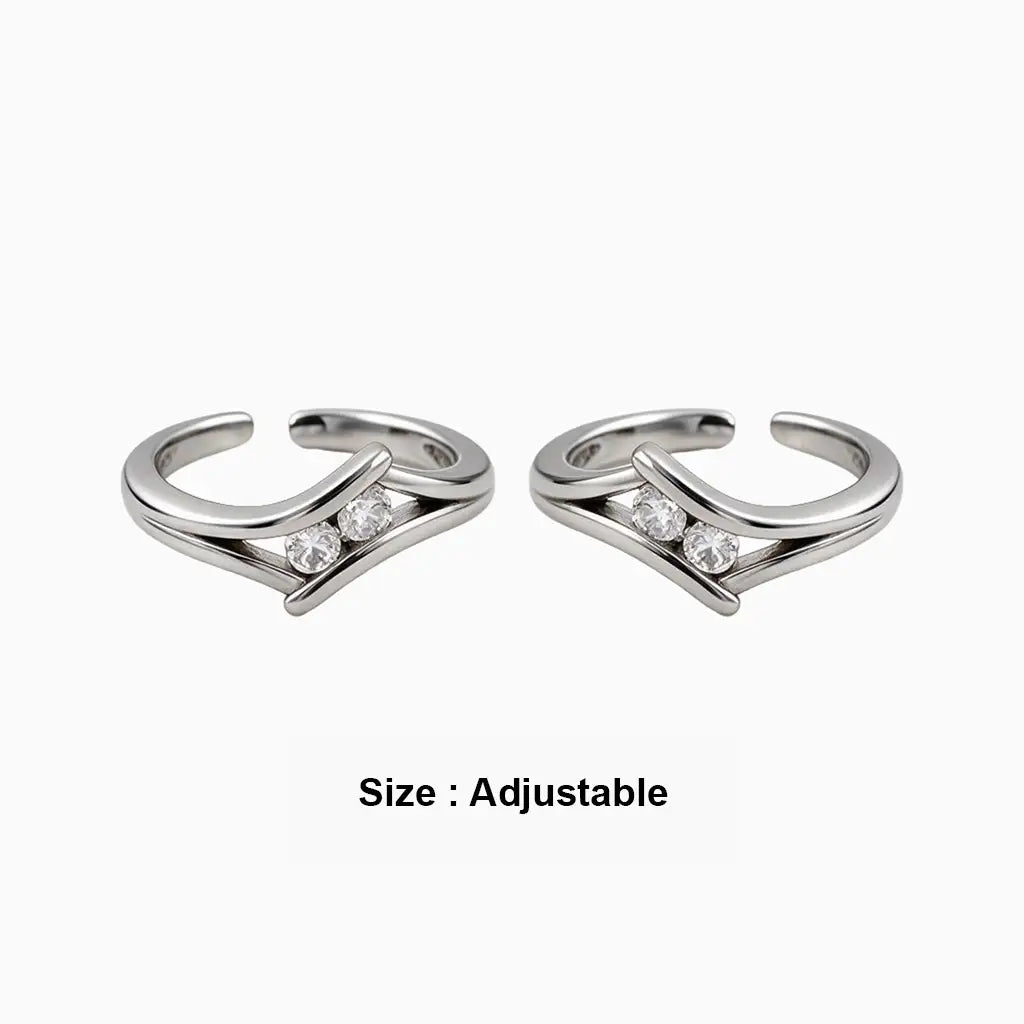 Elegant open 925 silver toe rings pair