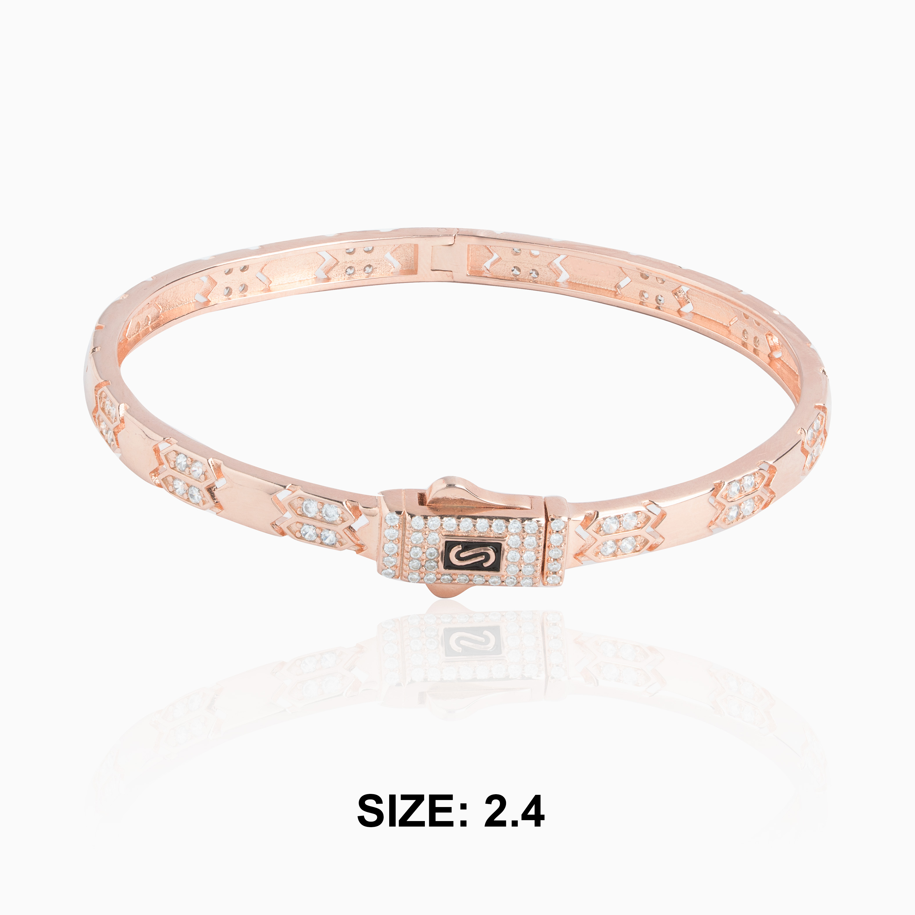 Elegant rose gold Kada featuring diamond-style stones