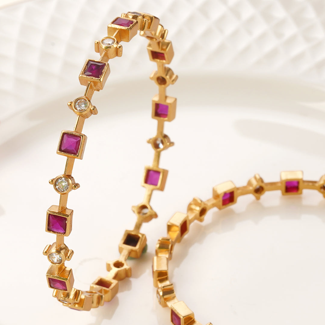 Elegant ruby and Swarovski studded party wear bangle