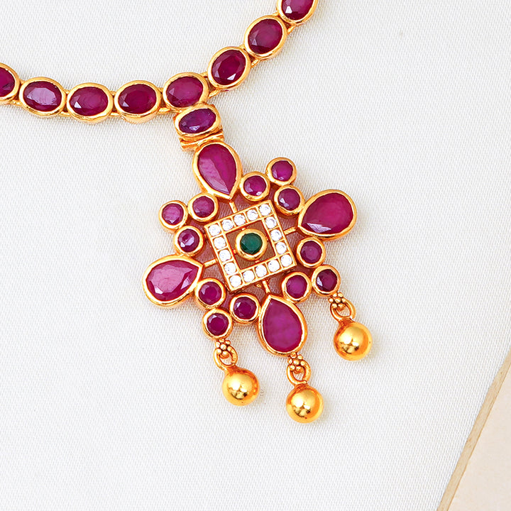 Elegant ruby pendant necklace for bridal and ethnic wear