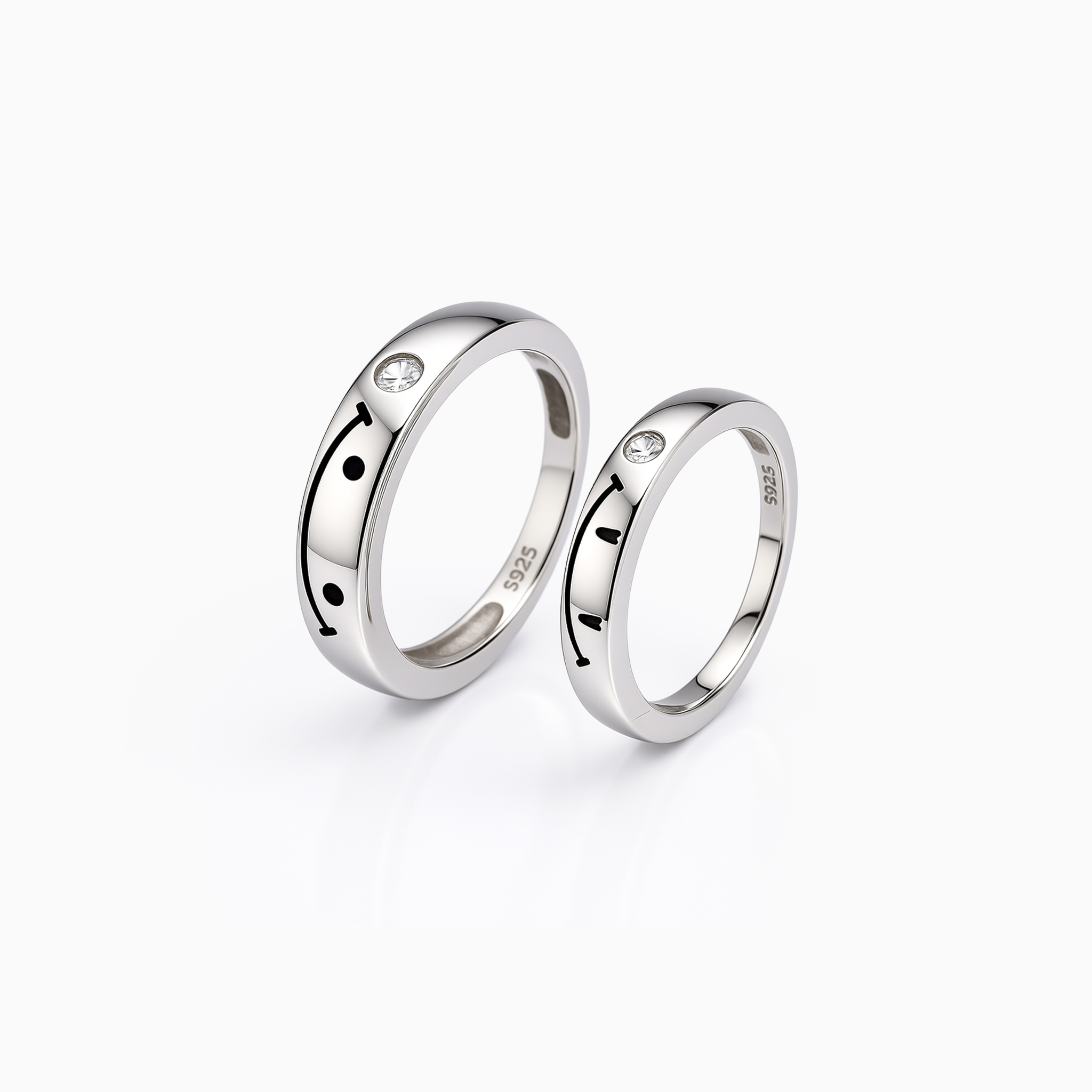 Elegant silver band rings with stone