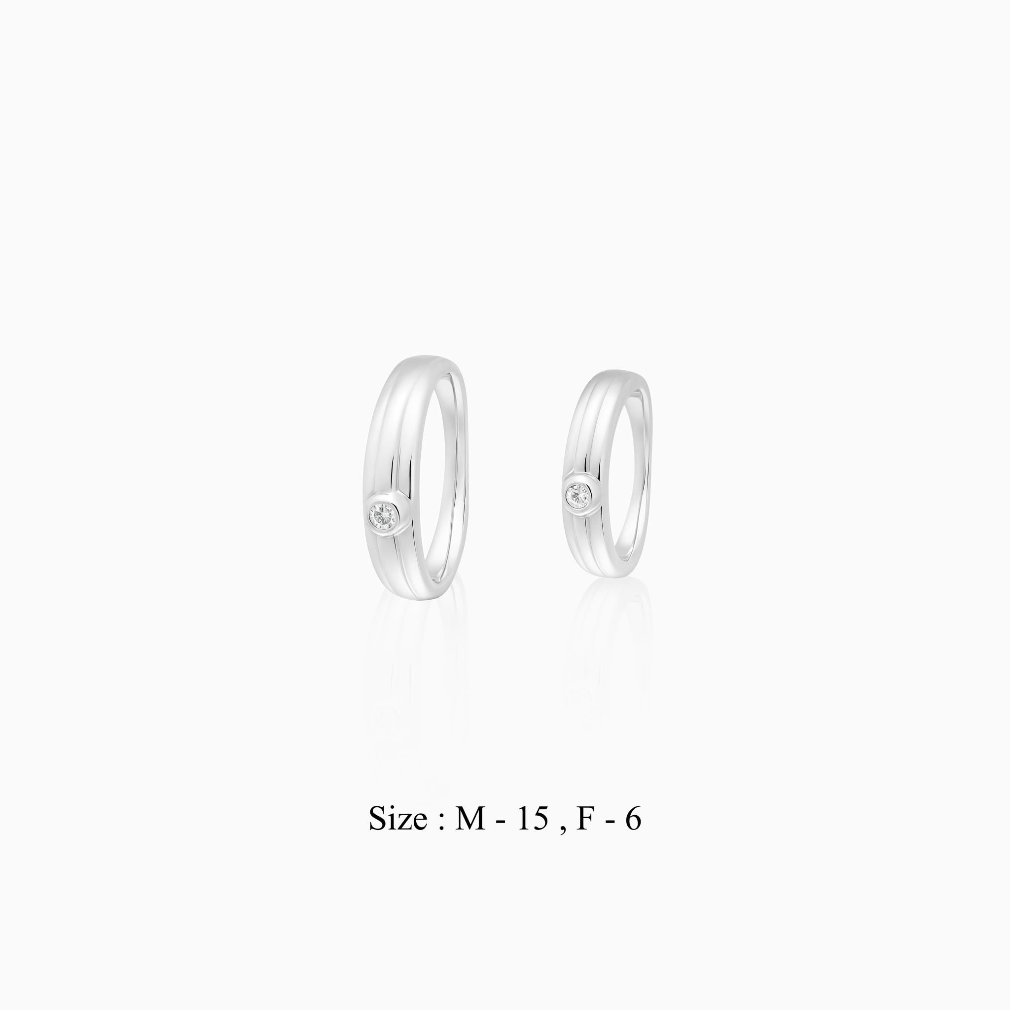 Elegant silver band single stone rings 