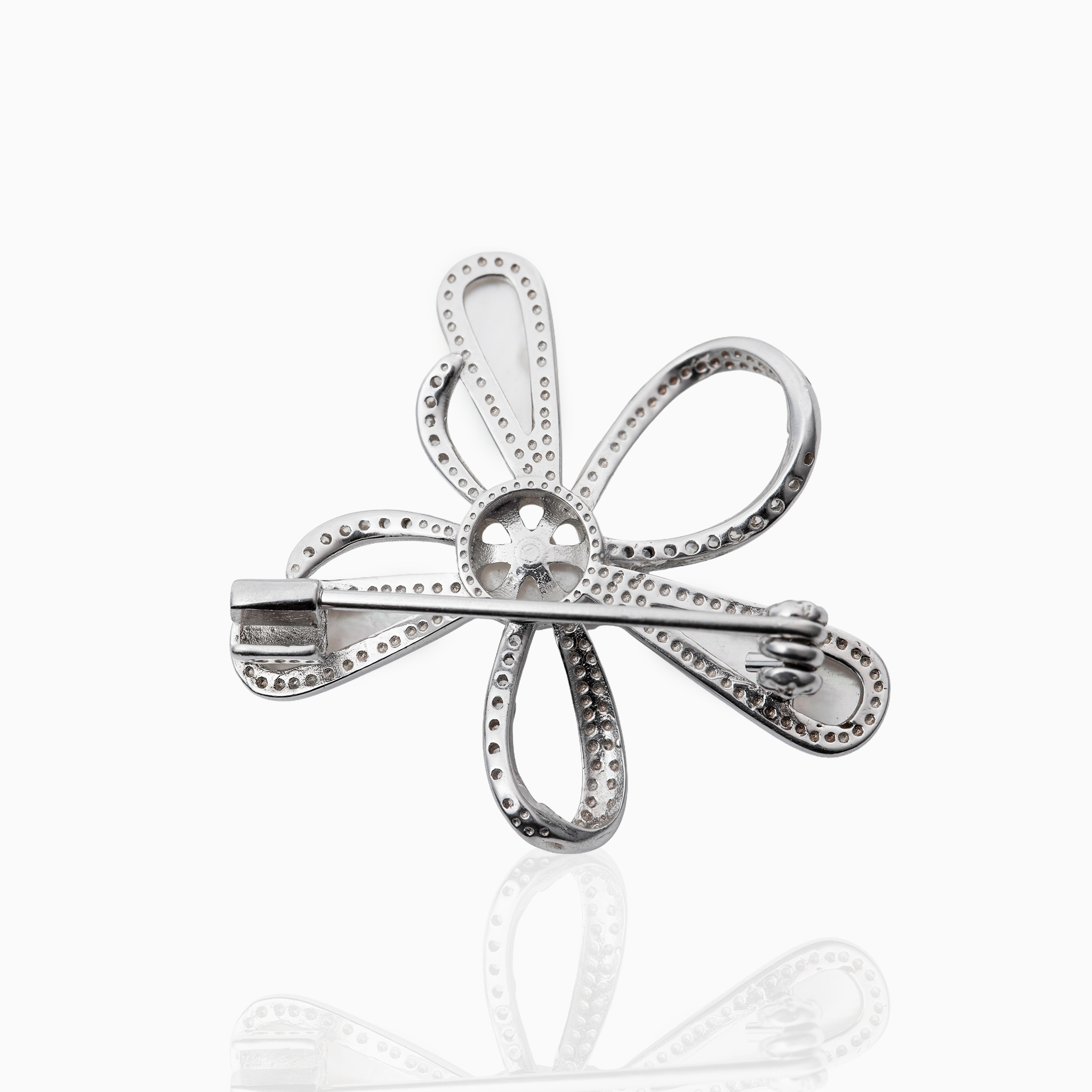 Elegant silver pearl brooch design