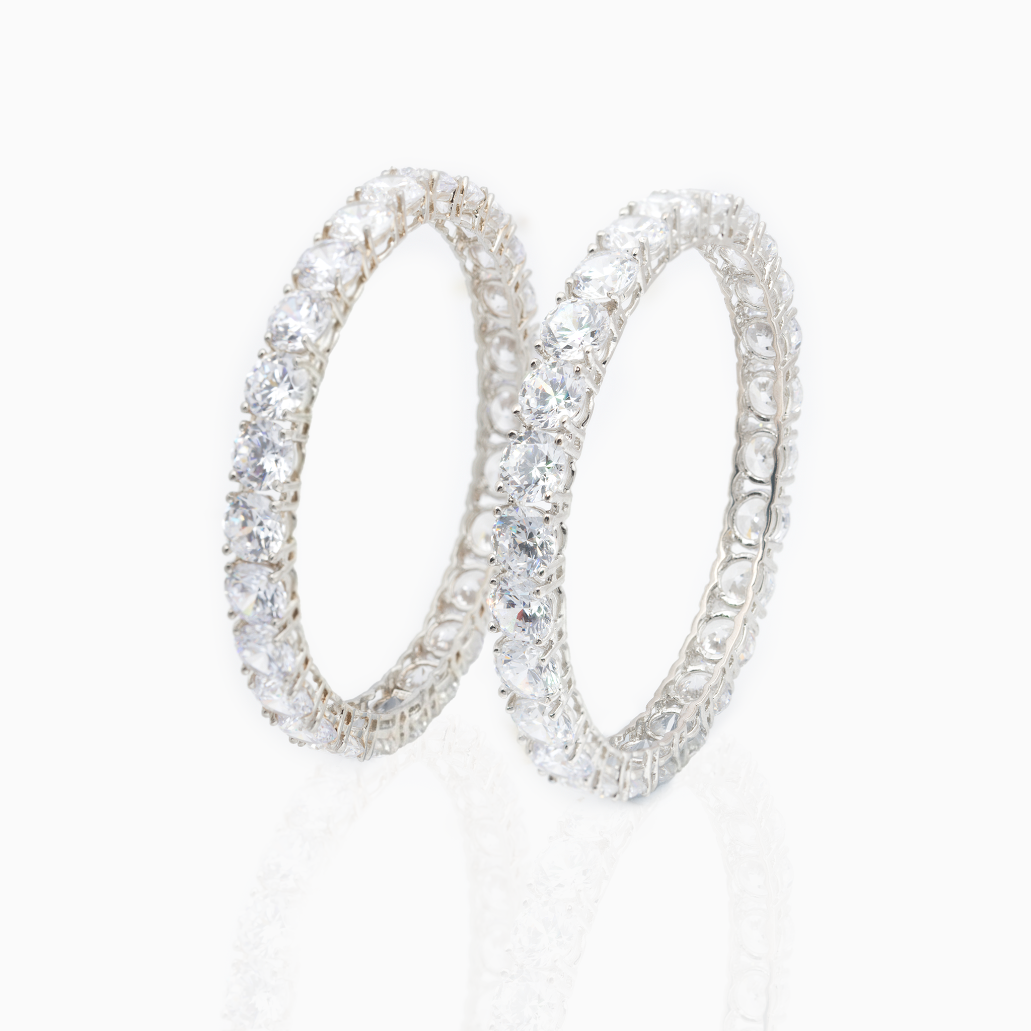 Elegant silver tennis bangles with moissanite