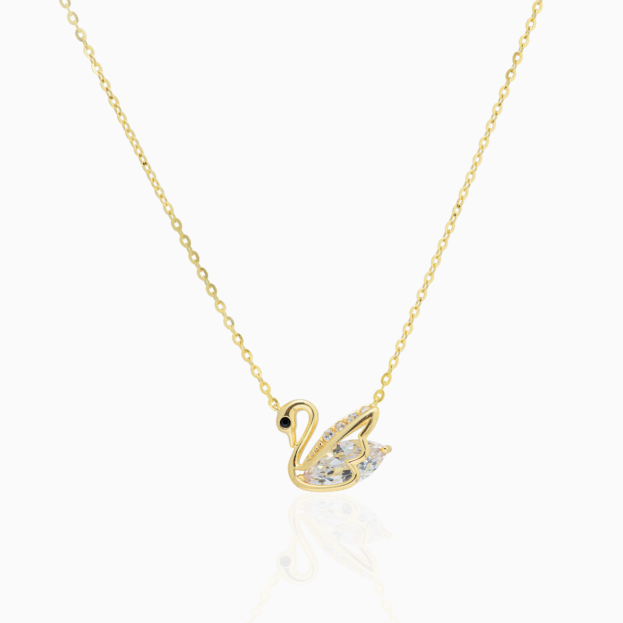 Elegant swan design gold necklace for women