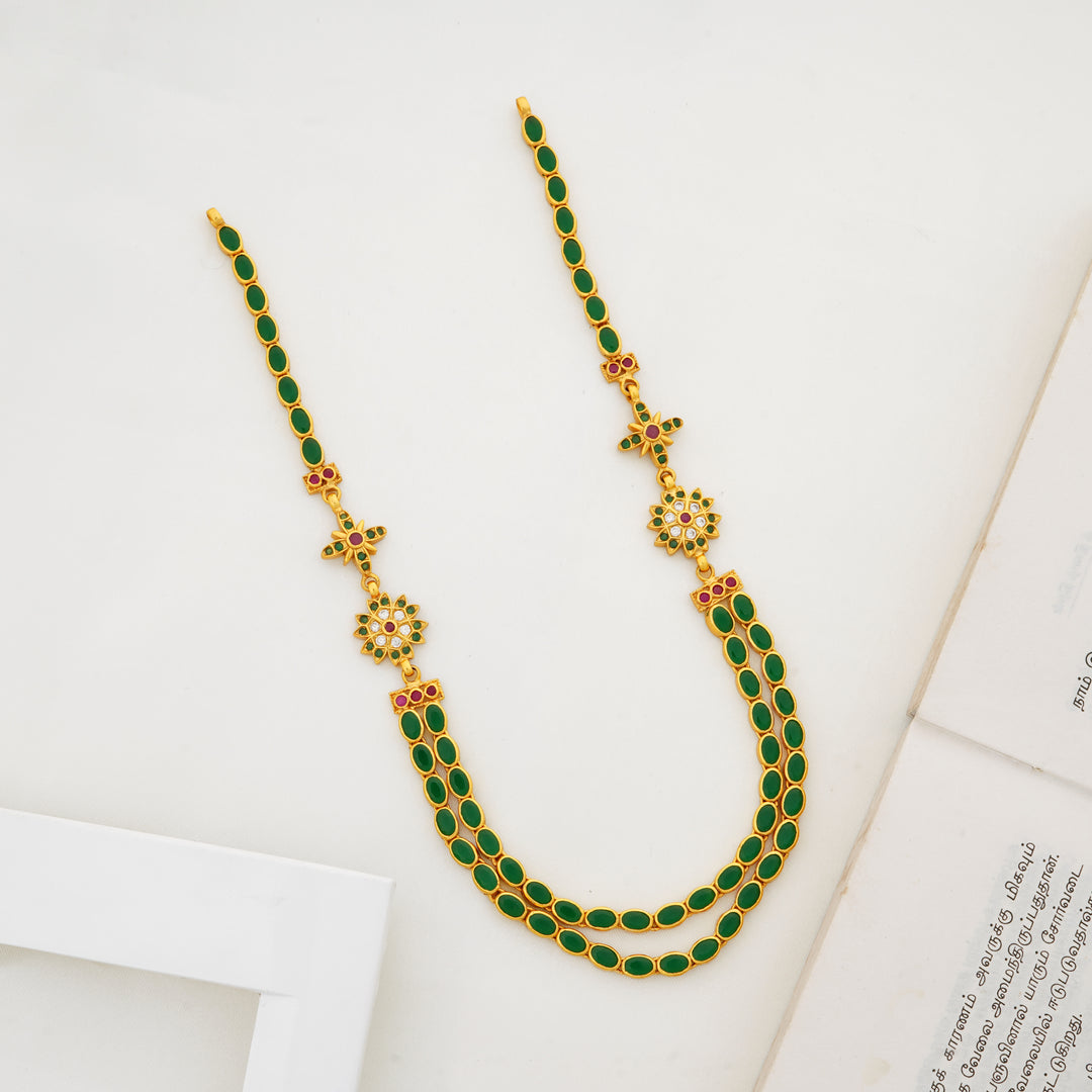 Emerald Double Layer Necklace with Gold Plated Finish – Ishna