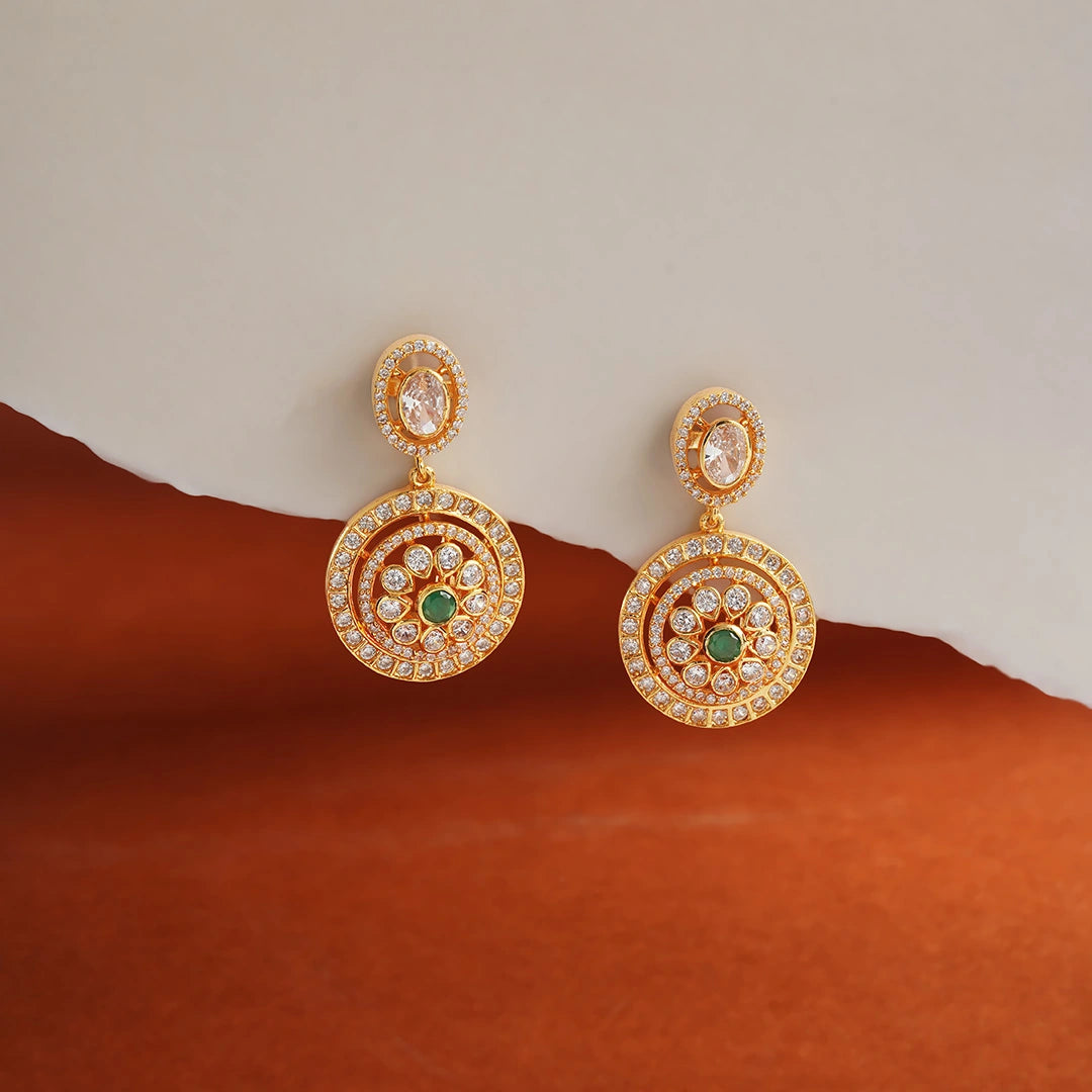 Emerald Floral Earrings Ishna