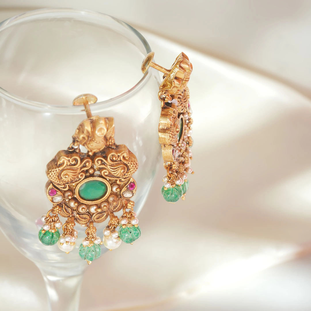 Emerald Temple Earrings Ishna