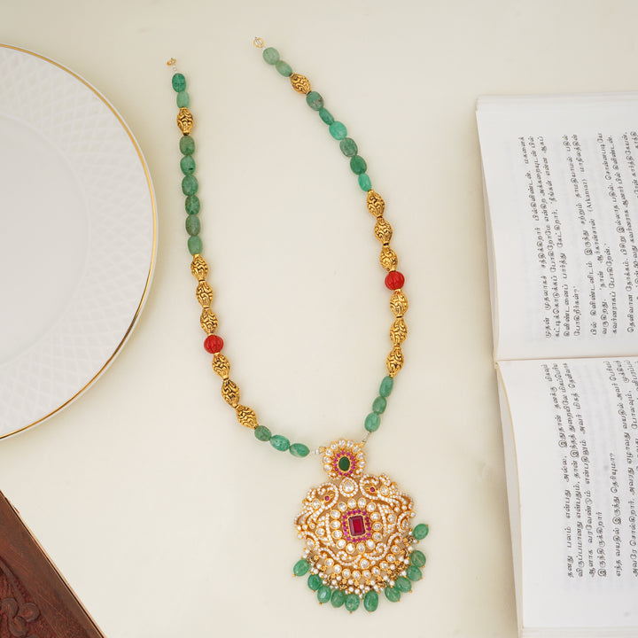 Emerald and Gold Bead Haram Necklace