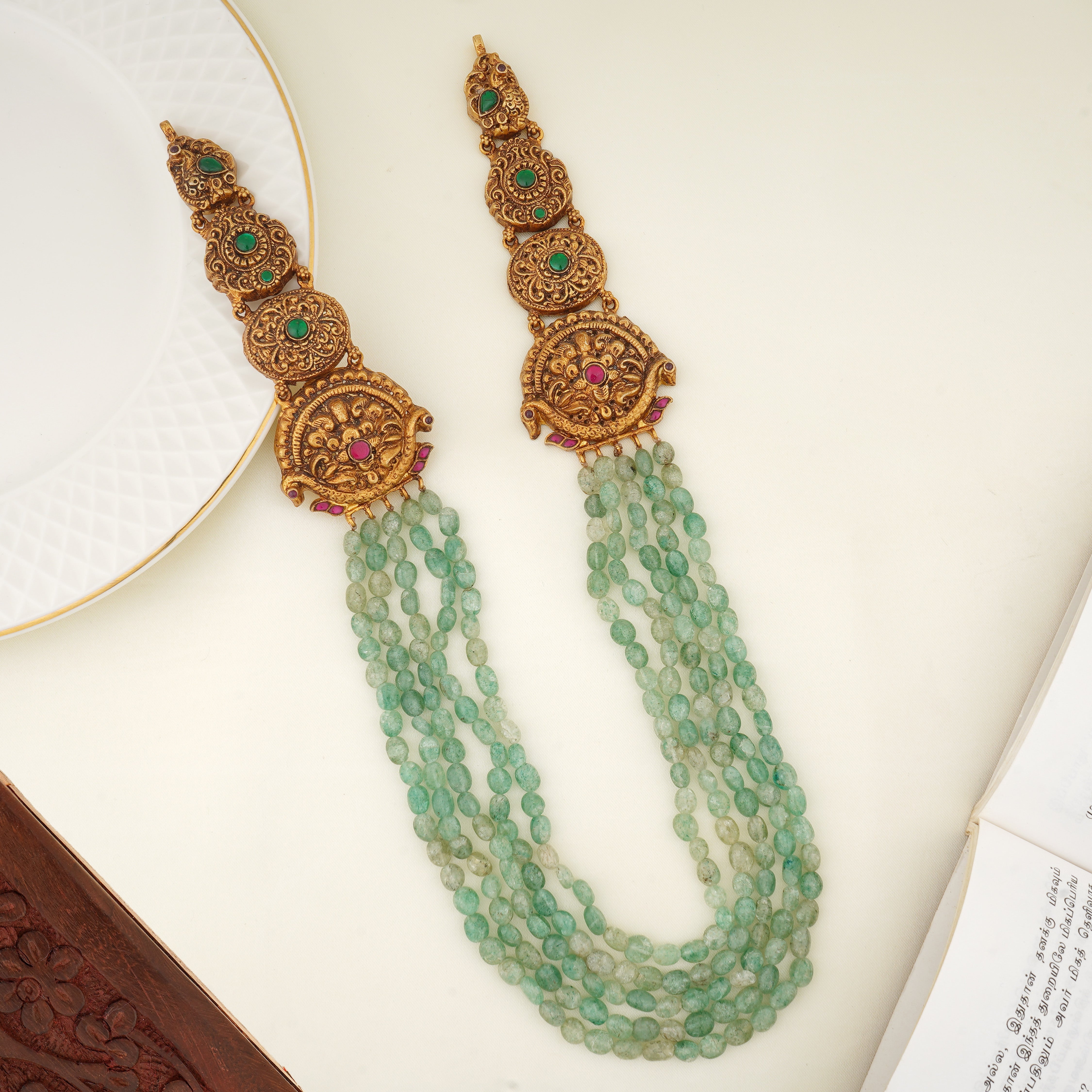 Emerald beads haram necklace