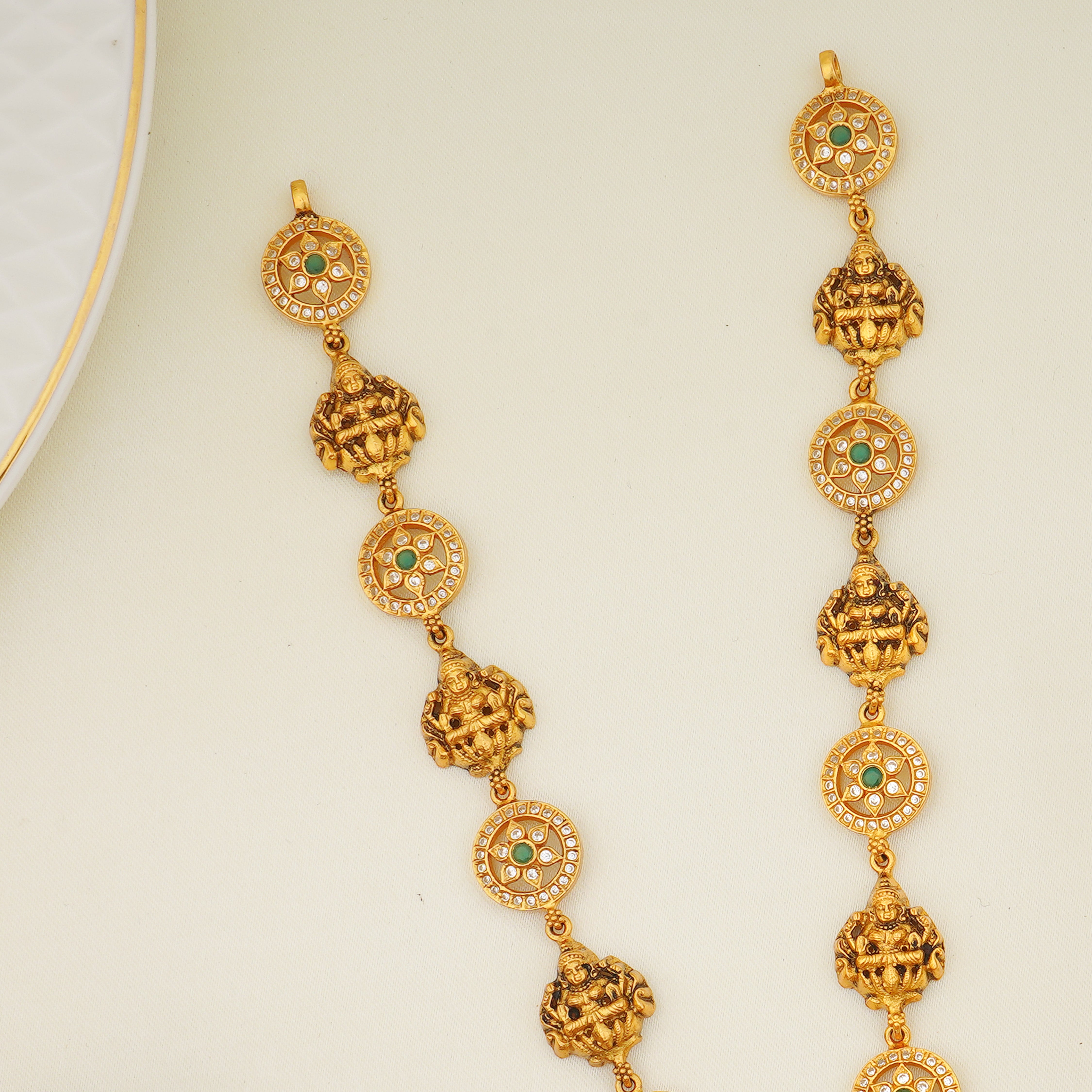 Emerald stone 24K gold plated necklace