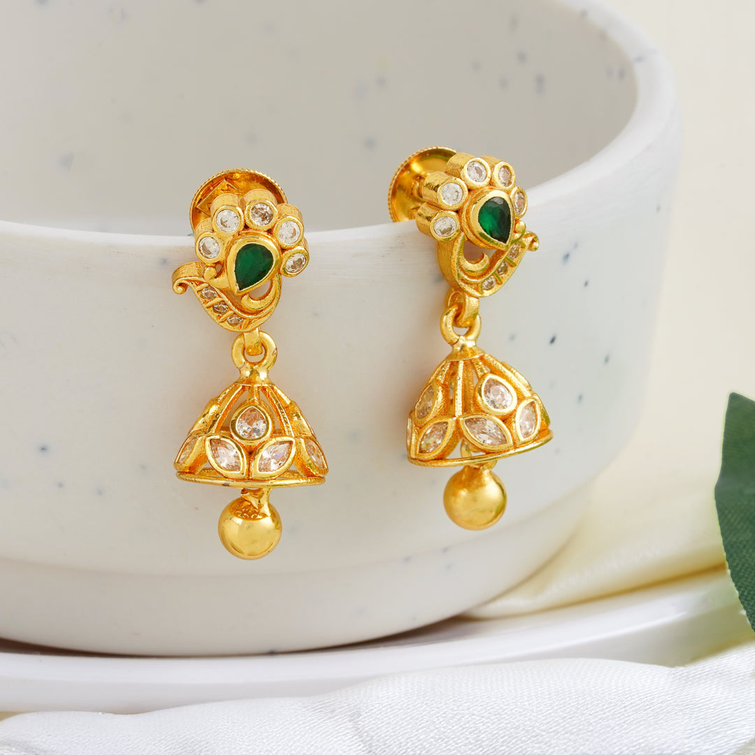 Emerald with white stone jimikki earrings