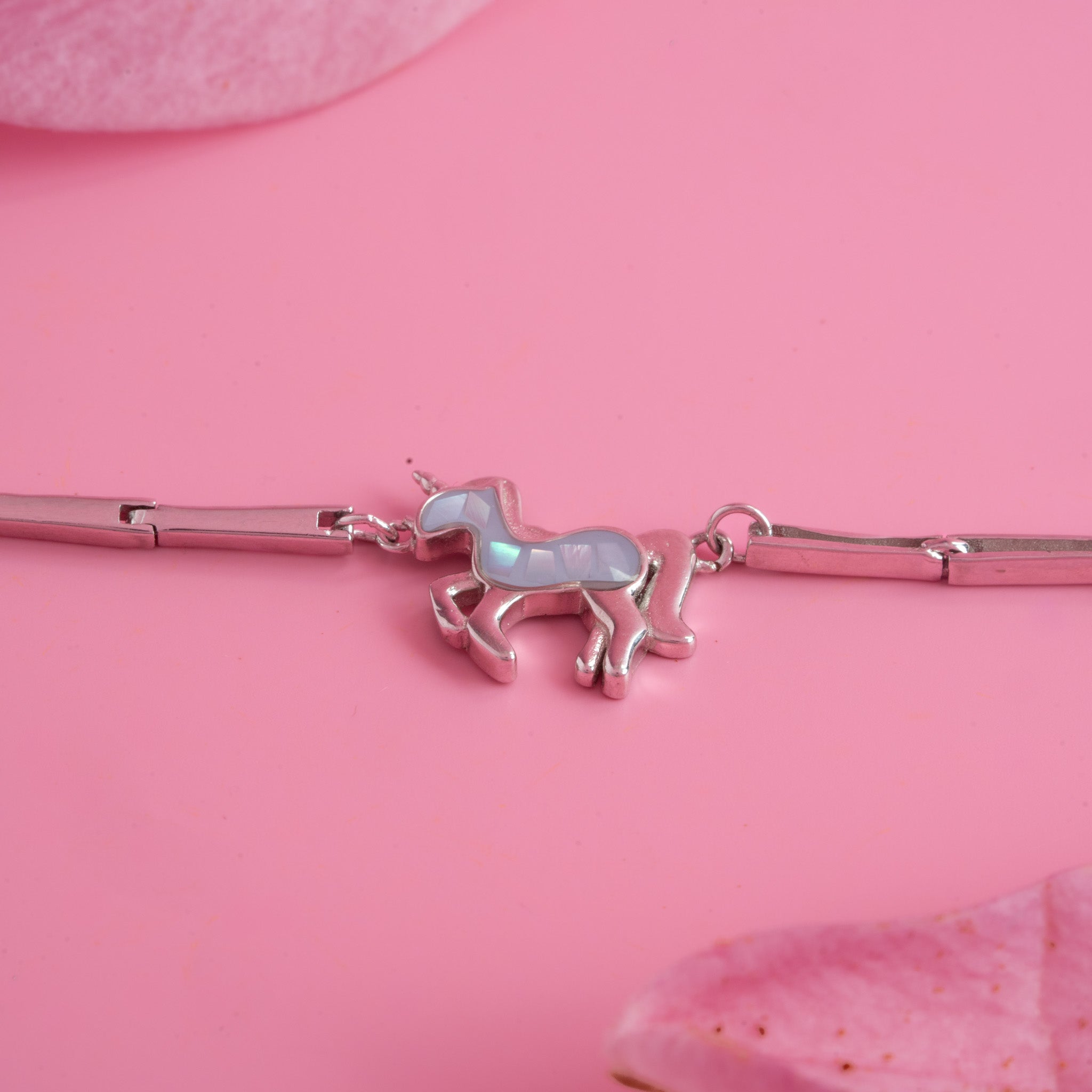 Enamel animal charm silver bracelet
