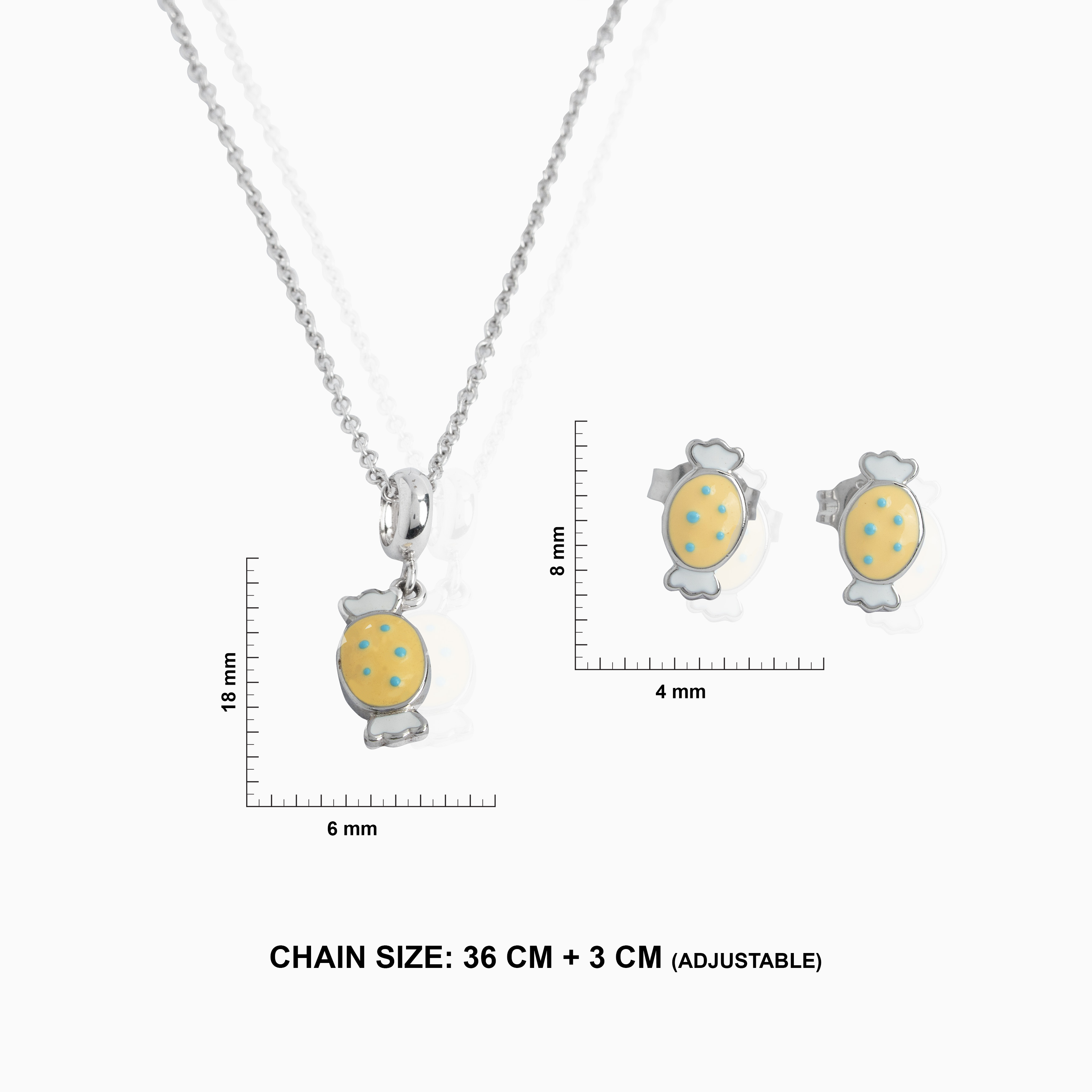 Enamel candy charm necklace and earrings set