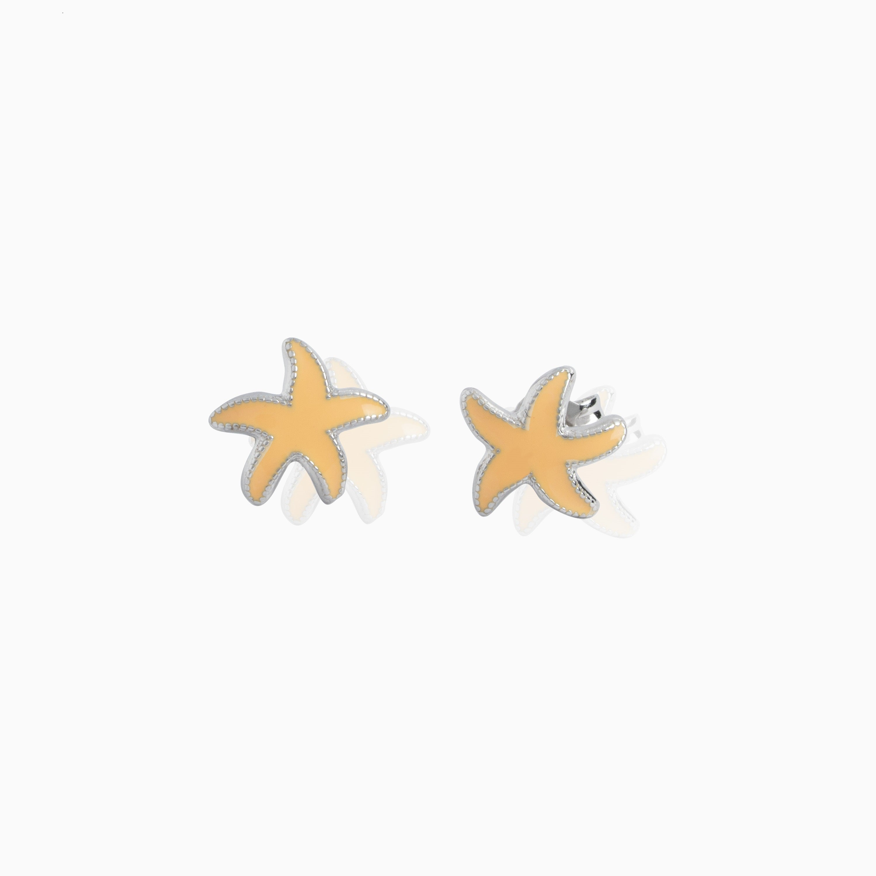 Enamel starfish silver pendant necklace