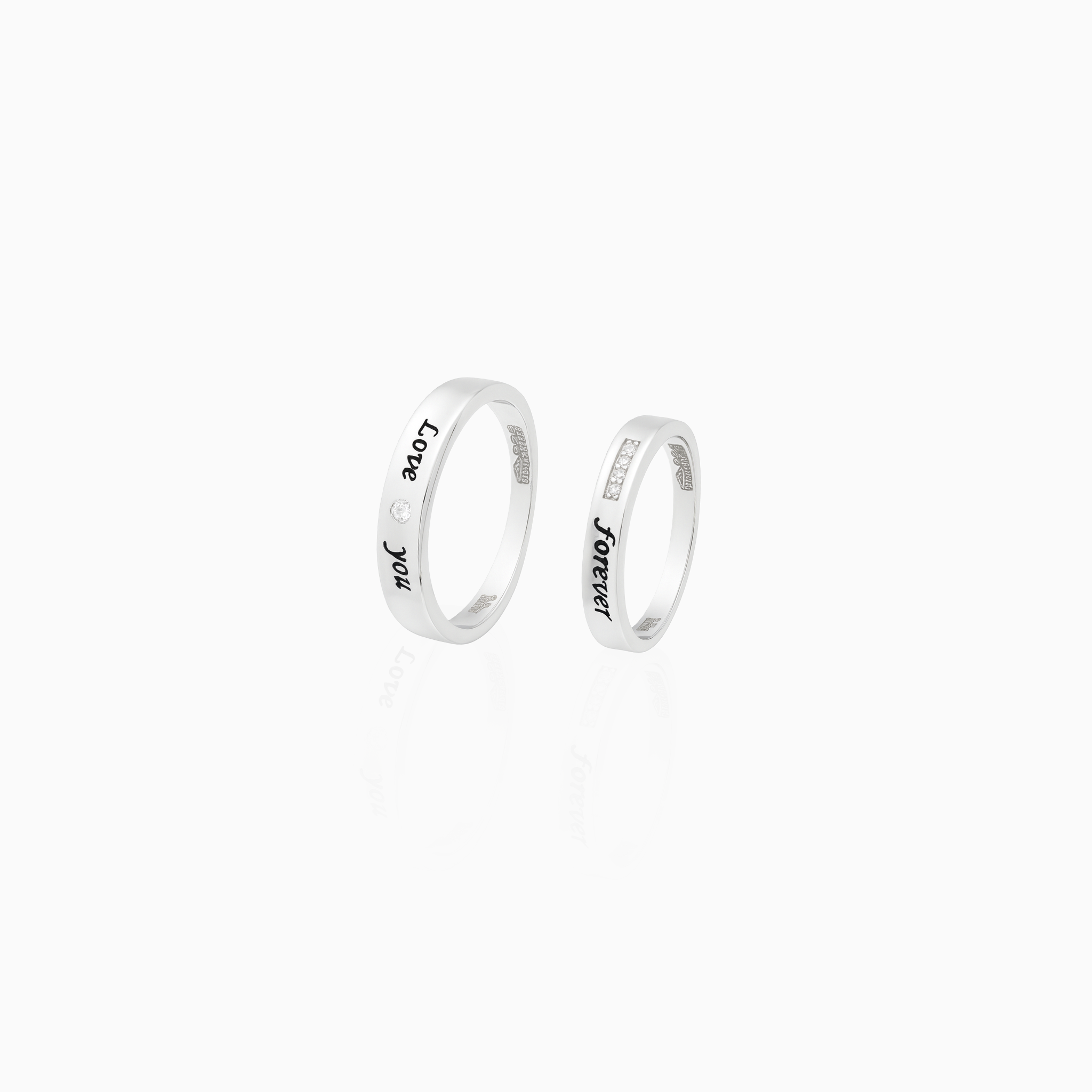 Engraved 925 silver couple rings