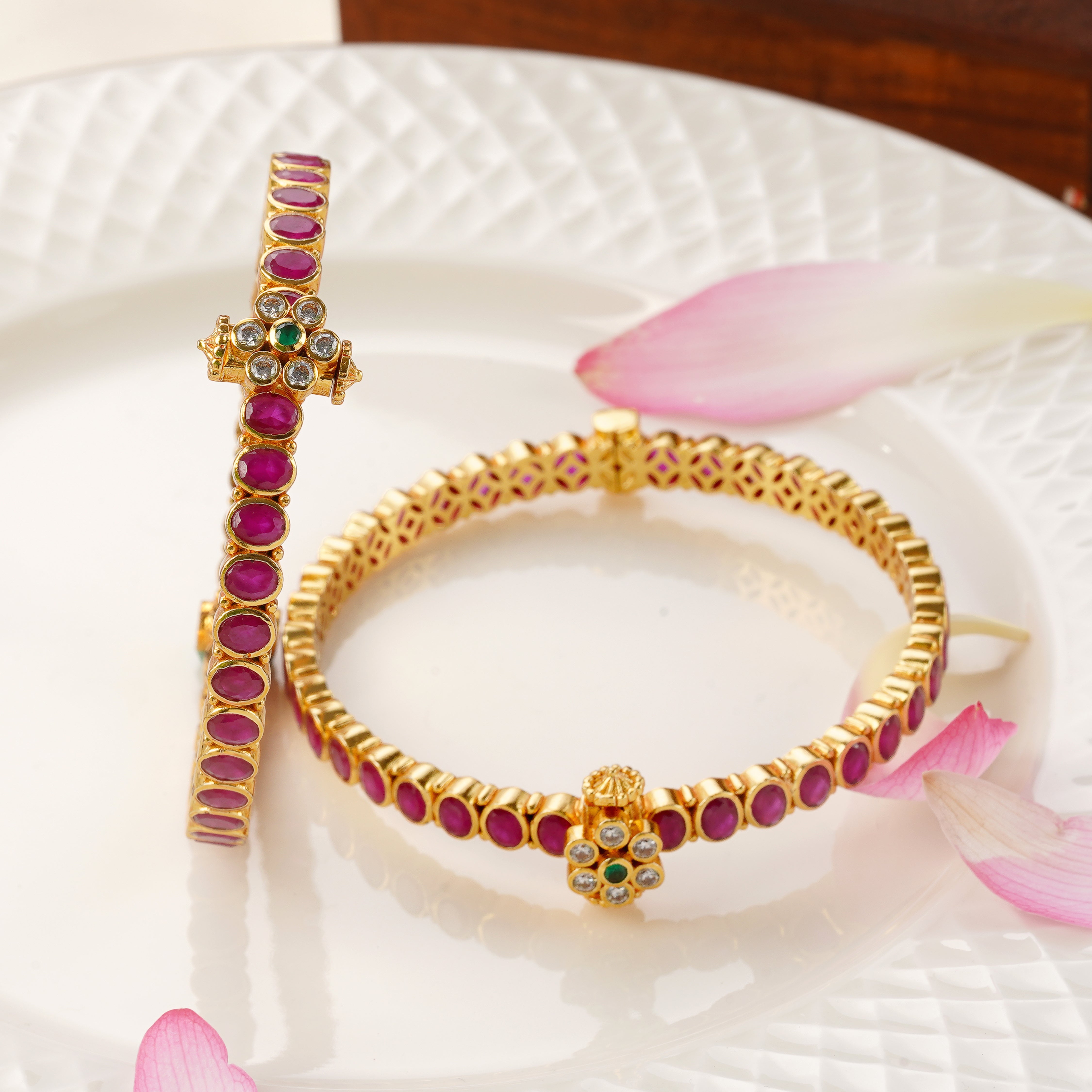 Ethnic Ruby Bangle with Screw Design
