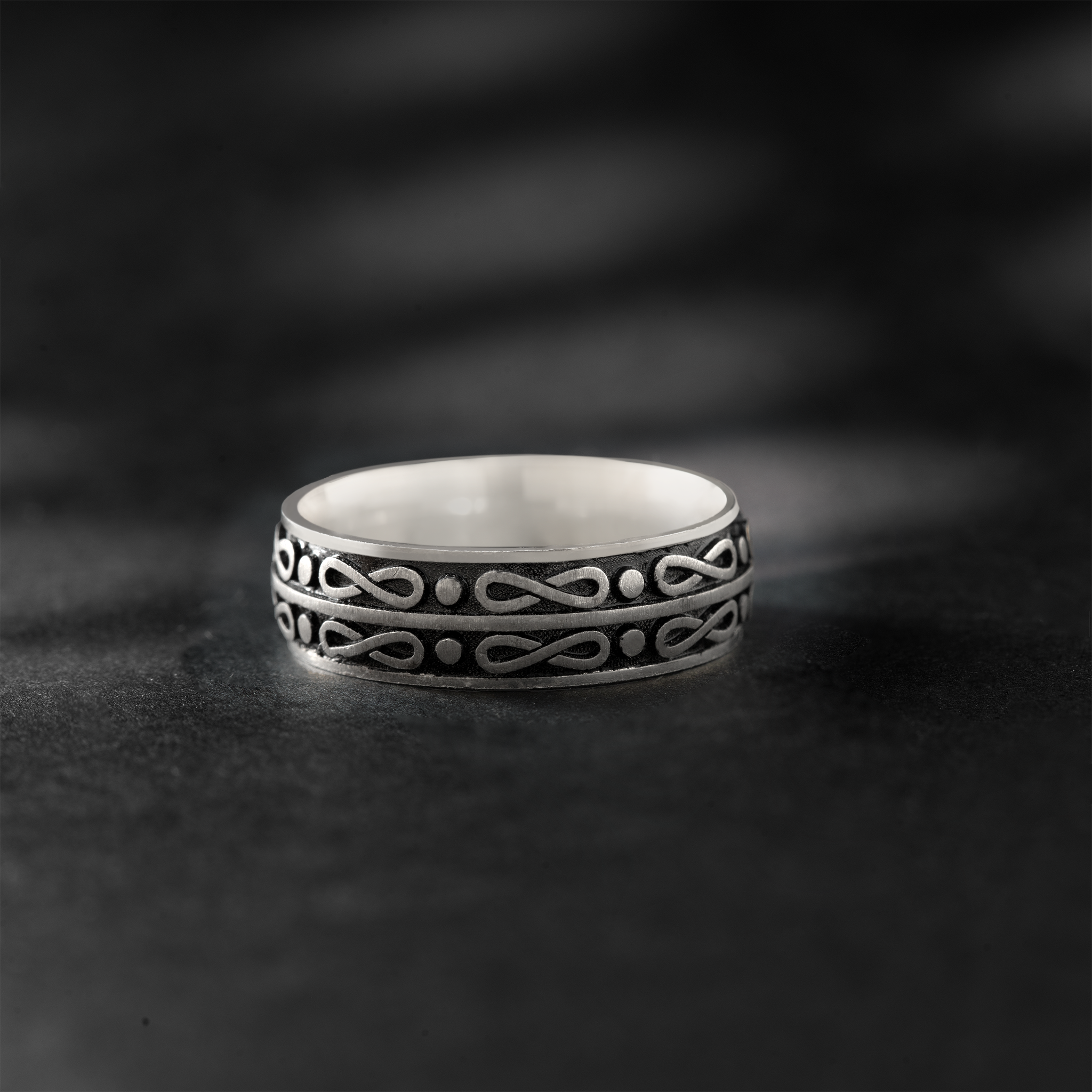 Ethnic patterned silver ring