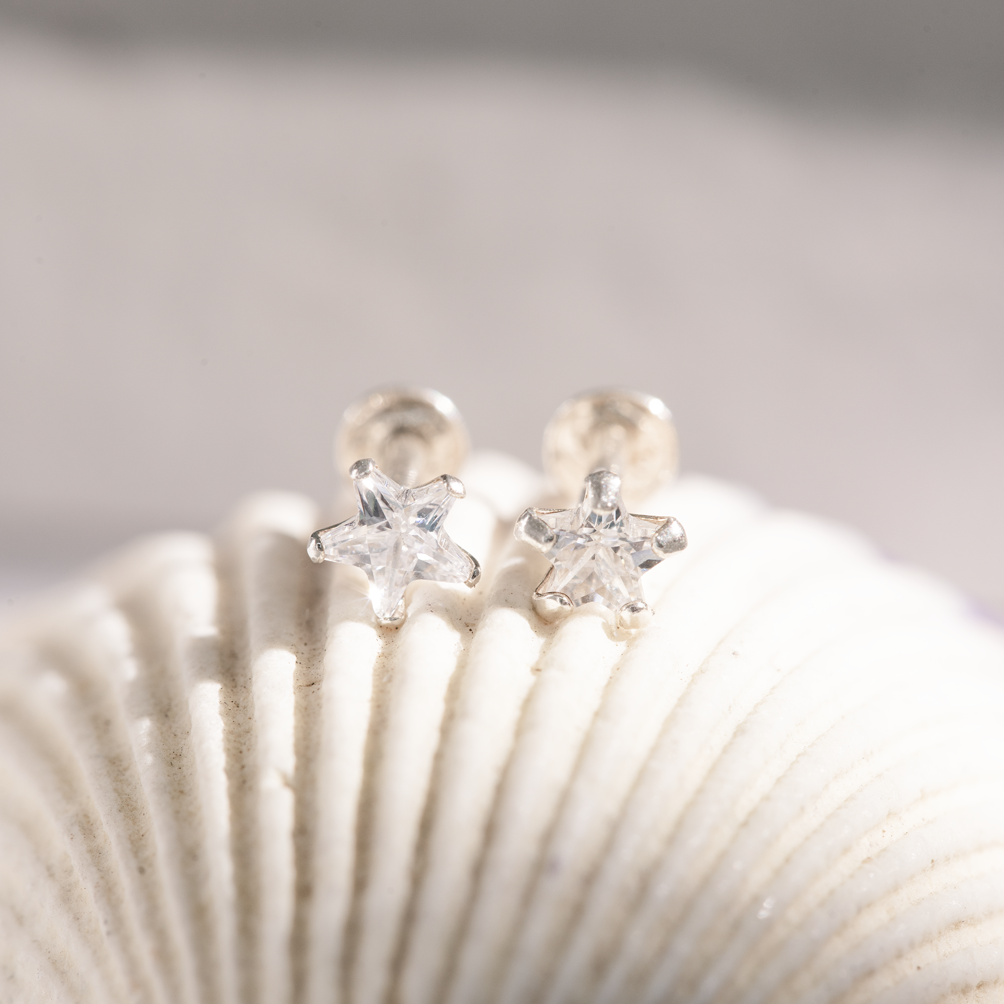 Everyday wear star silver side stud