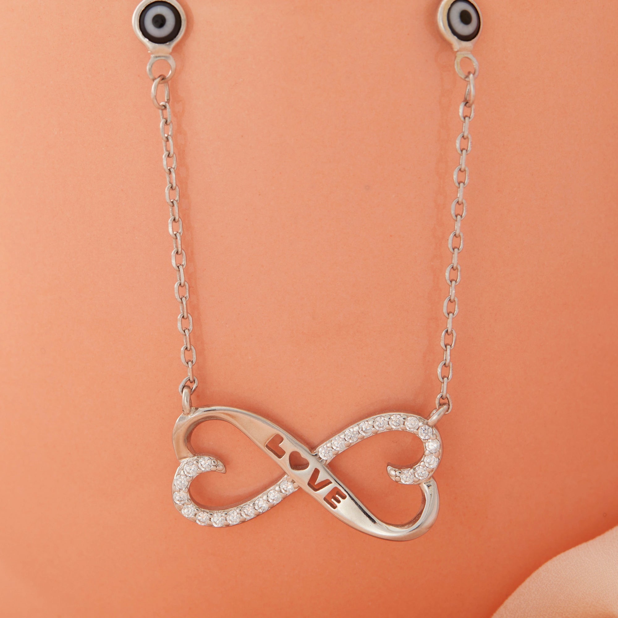 Evil Eye CZ Infinity Love Pendant Chain Ishna